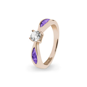 EverWith Ladies Solitaire Memorial Ashes Ring with Fine Crystals