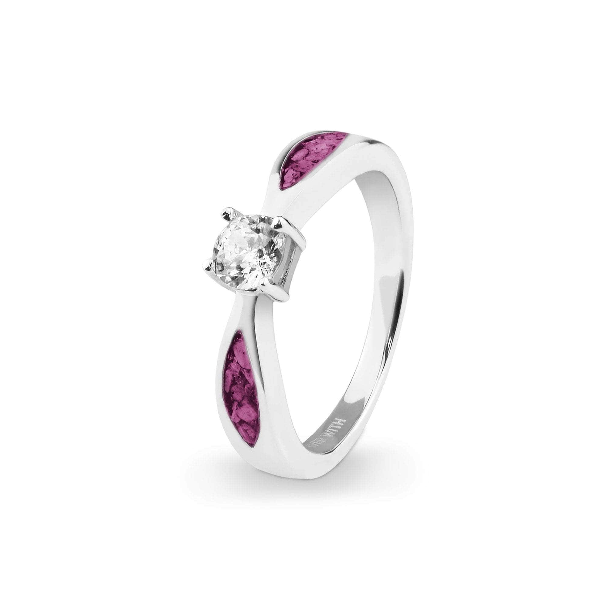 EverWith Ladies Solitaire Memorial Ashes Ring with Fine Crystals Violet