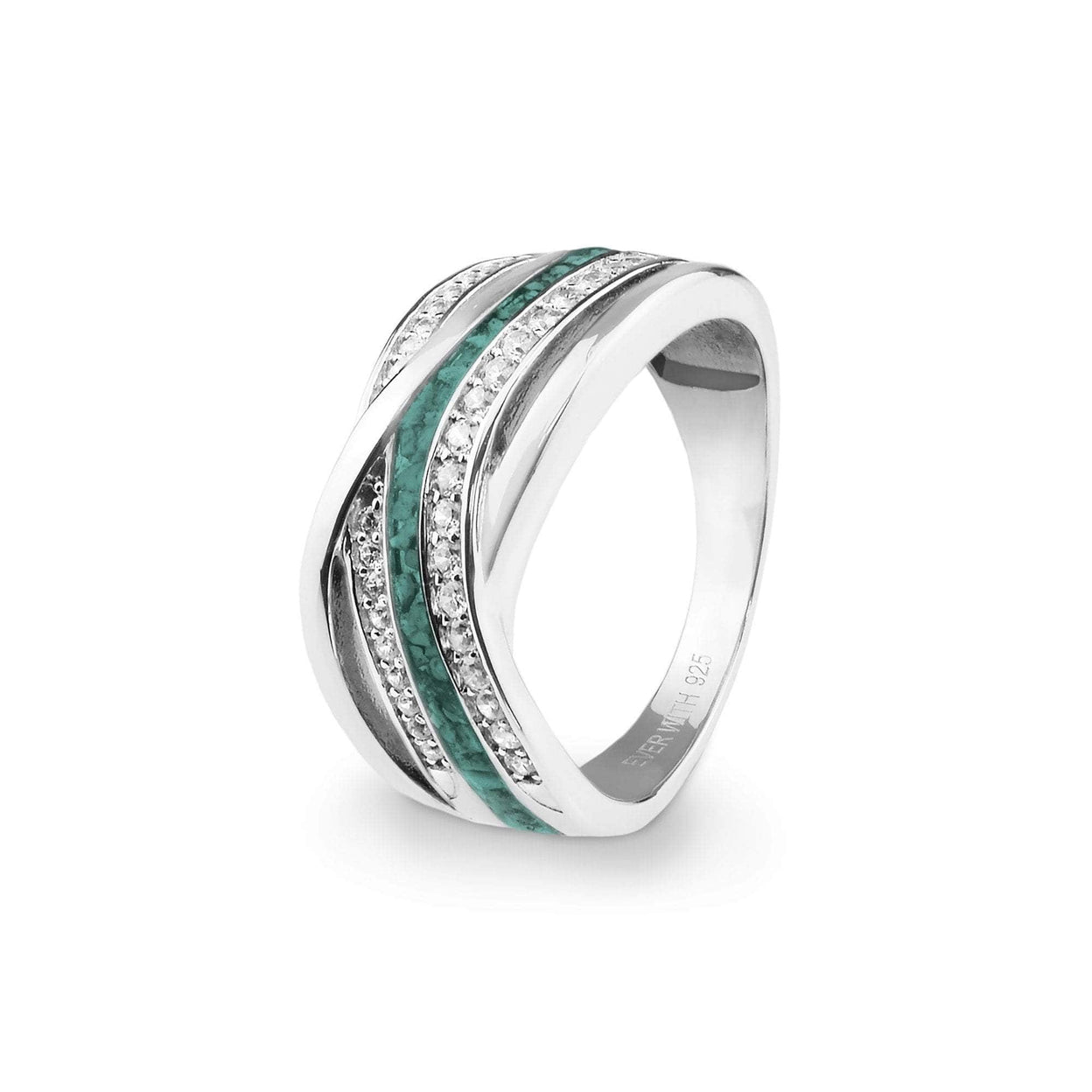 Load image into Gallery viewer, EverWith Ladies Waves Memorial Ashes Ring with Fine Crystals