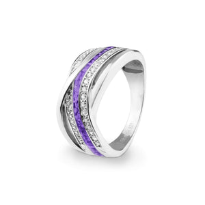 EverWith Ladies Waves Memorial Ashes Ring with Fine Crystals