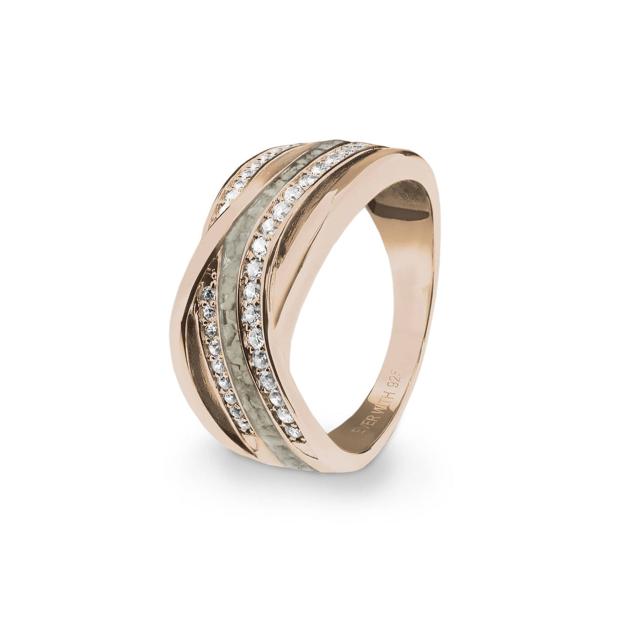 Load image into Gallery viewer, EverWith Ladies Waves Memorial Ashes Ring with Fine Crystals