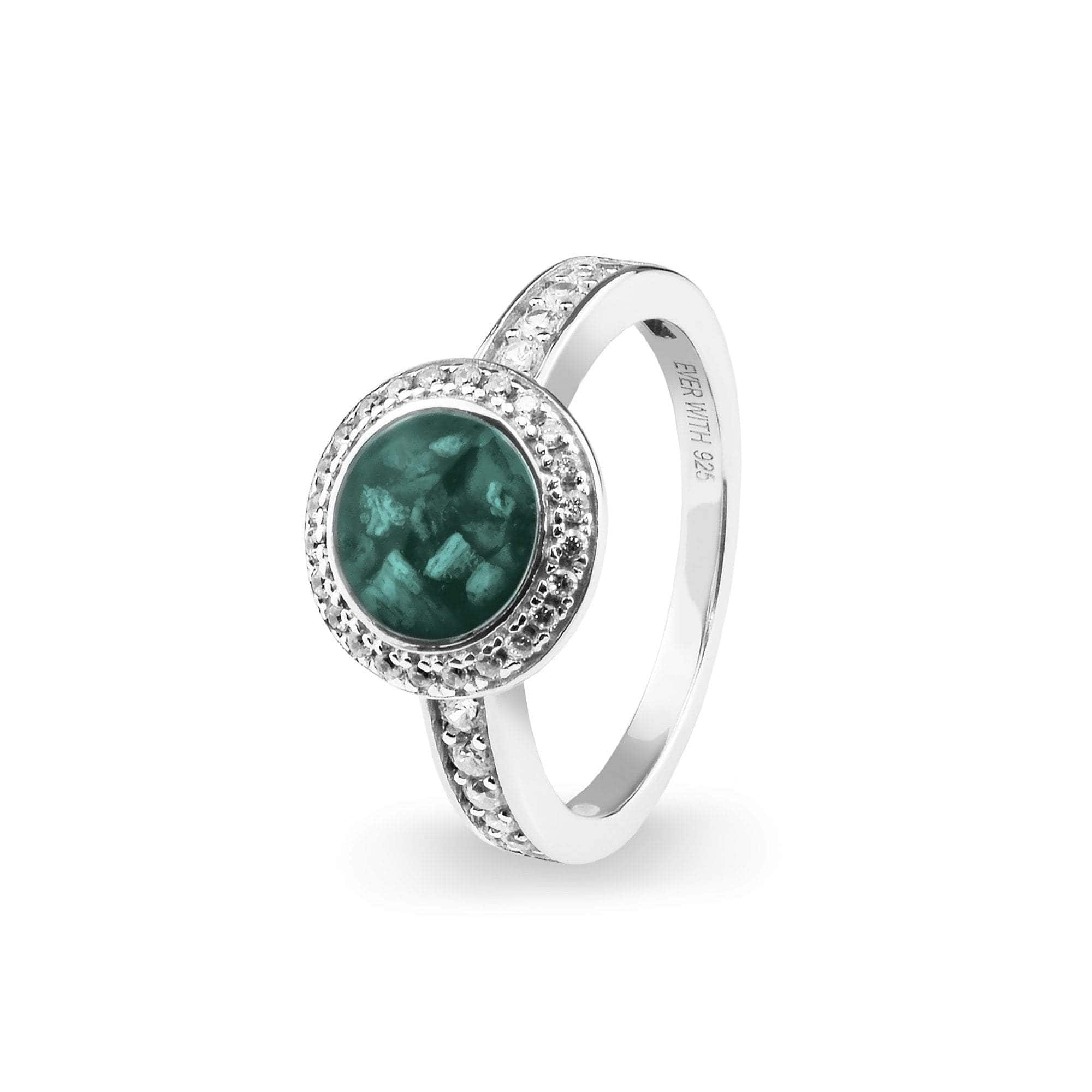 EverWith Ladies Radiance Memorial Ashes Ring with Fine Crystals Aqua
