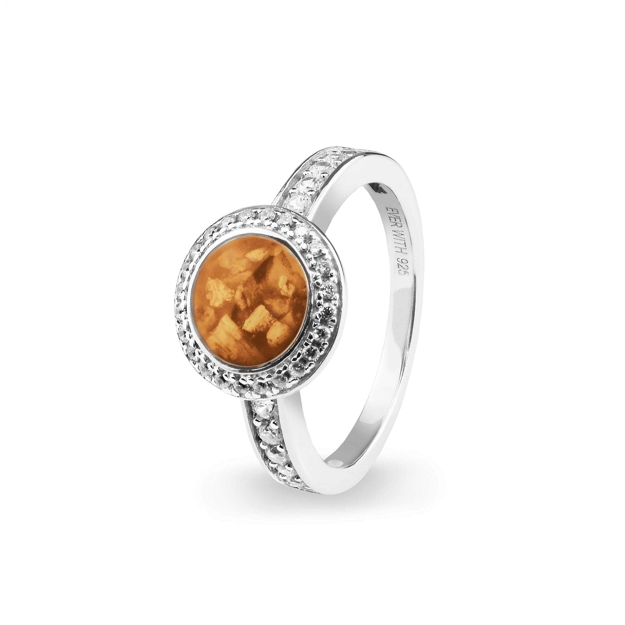 EverWith Ladies Radiance Memorial Ashes Ring with Fine Crystals Orange