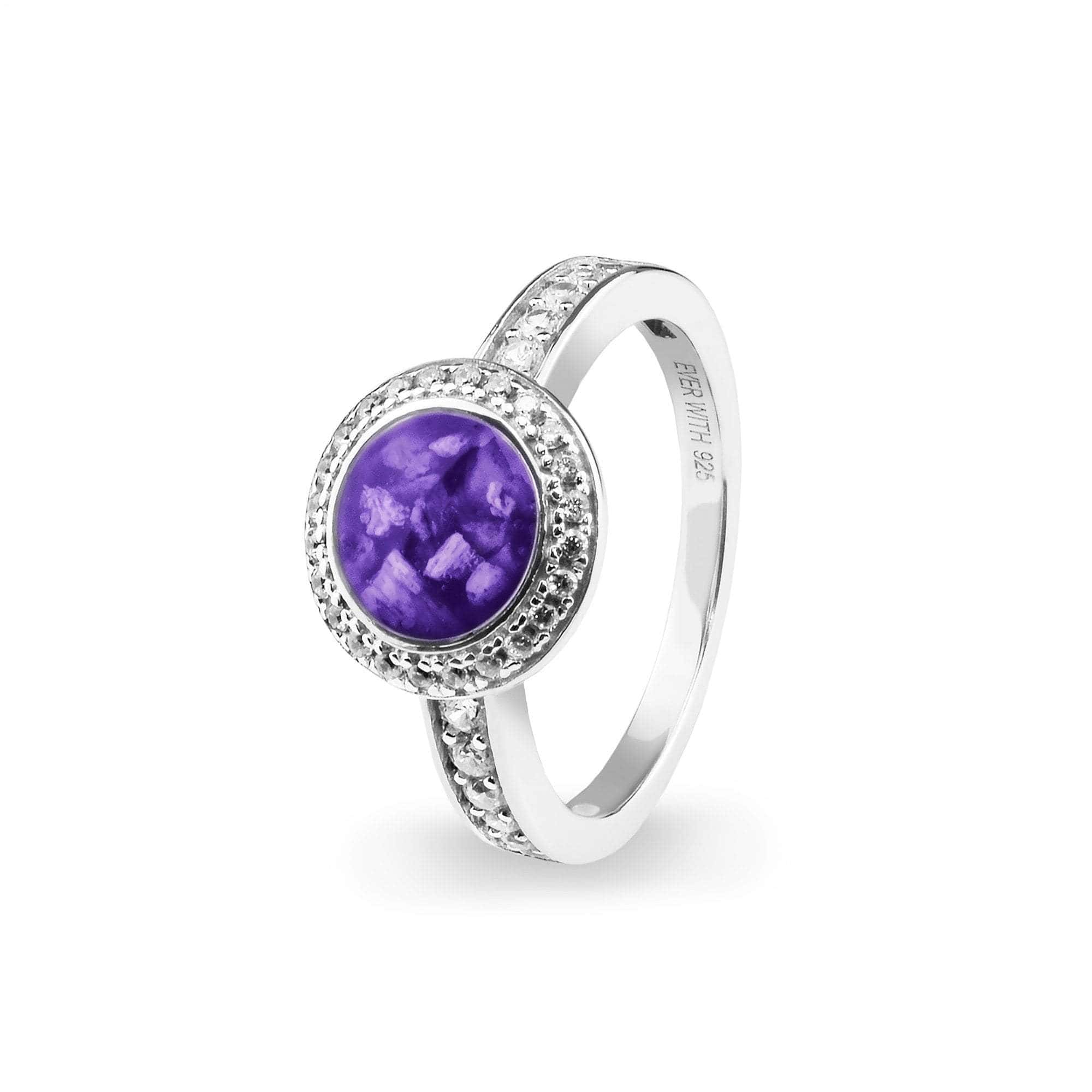 EverWith Ladies Radiance Memorial Ashes Ring with Fine Crystals Purple