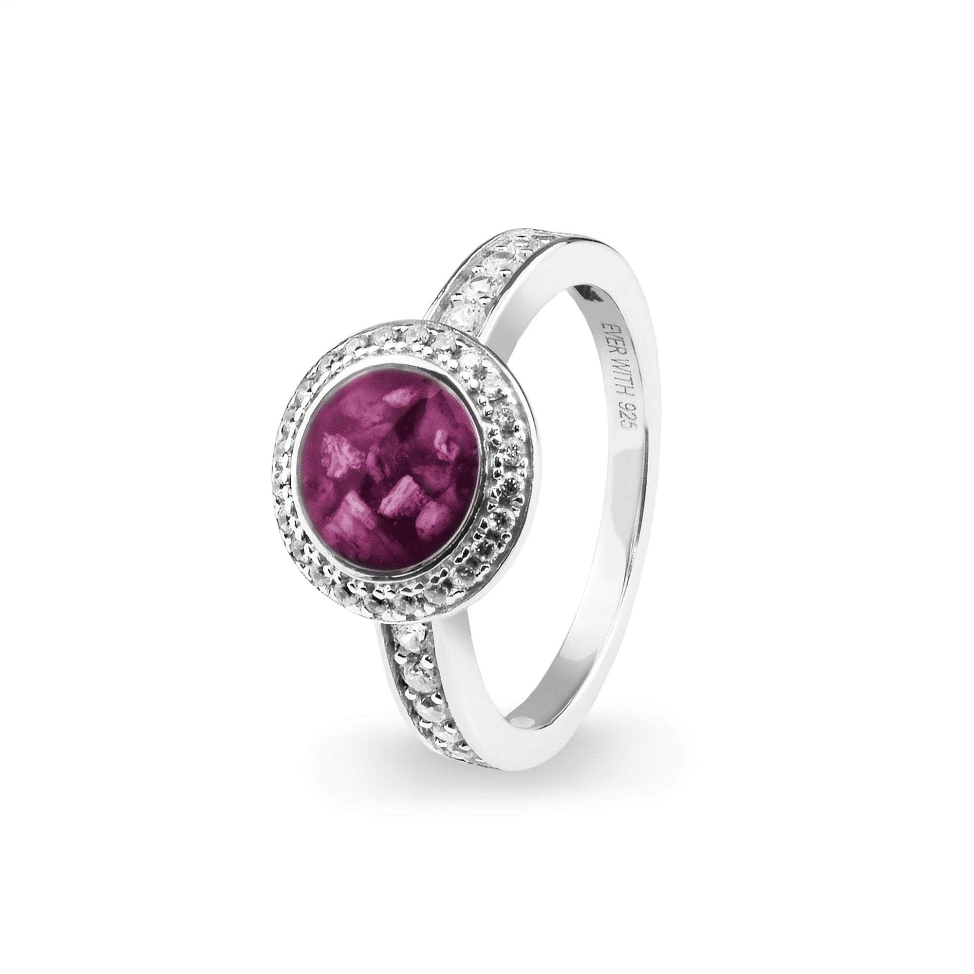 EverWith Ladies Radiance Memorial Ashes Ring with Fine Crystals Violet