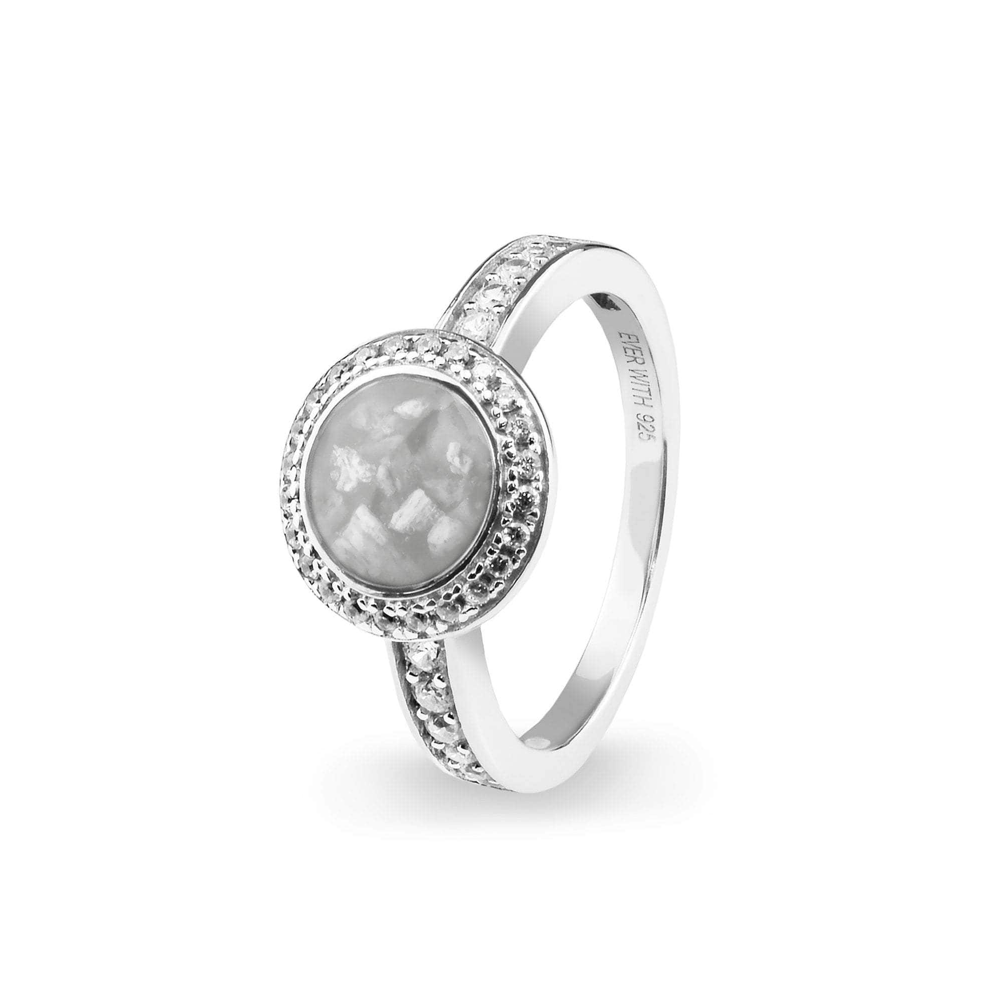 EverWith Ladies Radiance Memorial Ashes Ring with Fine Crystals White
