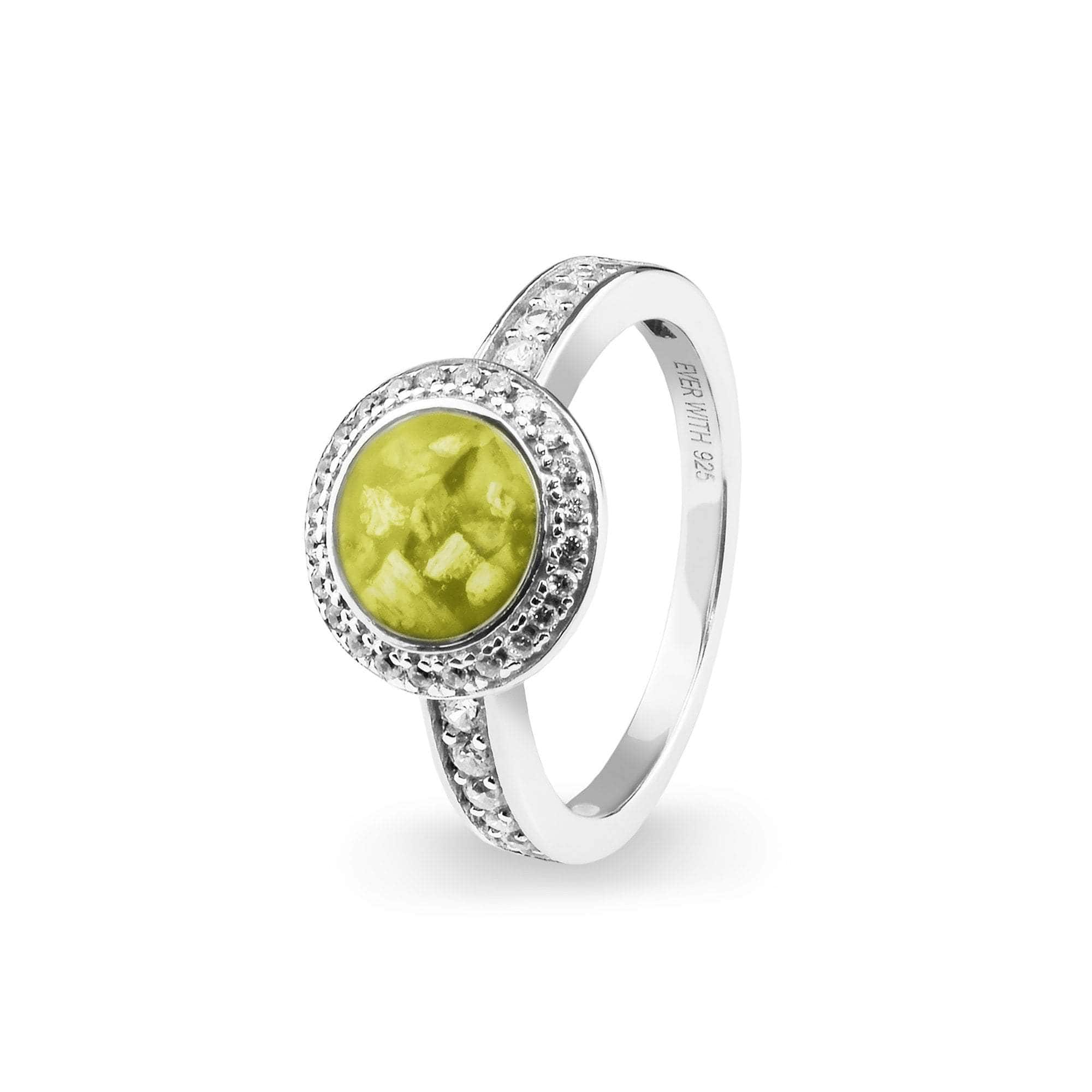 EverWith Ladies Radiance Memorial Ashes Ring with Fine Crystals Yellow