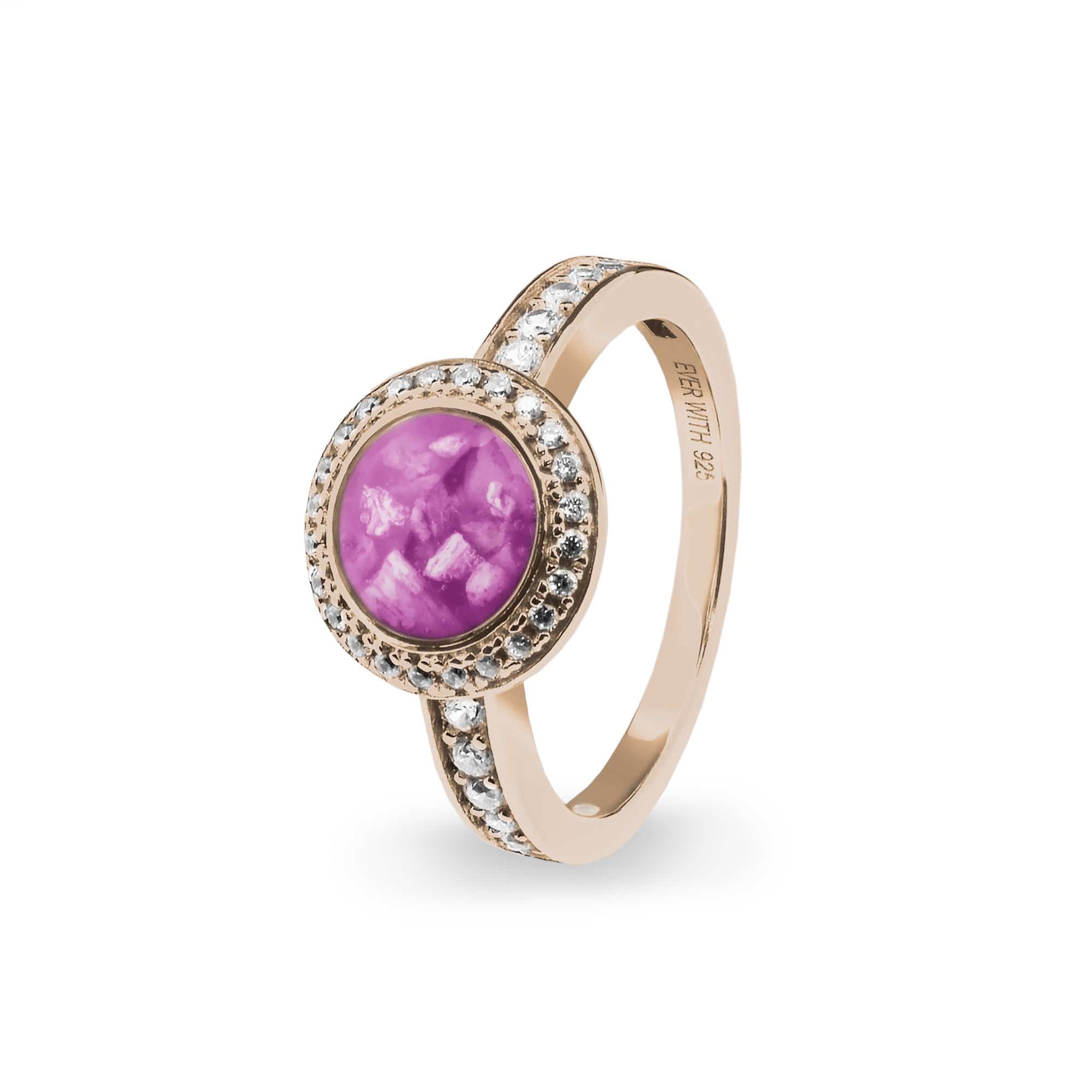 EverWith Ladies Radiance Memorial Ashes Ring with Fine Crystals 9k Rose Gold Pink