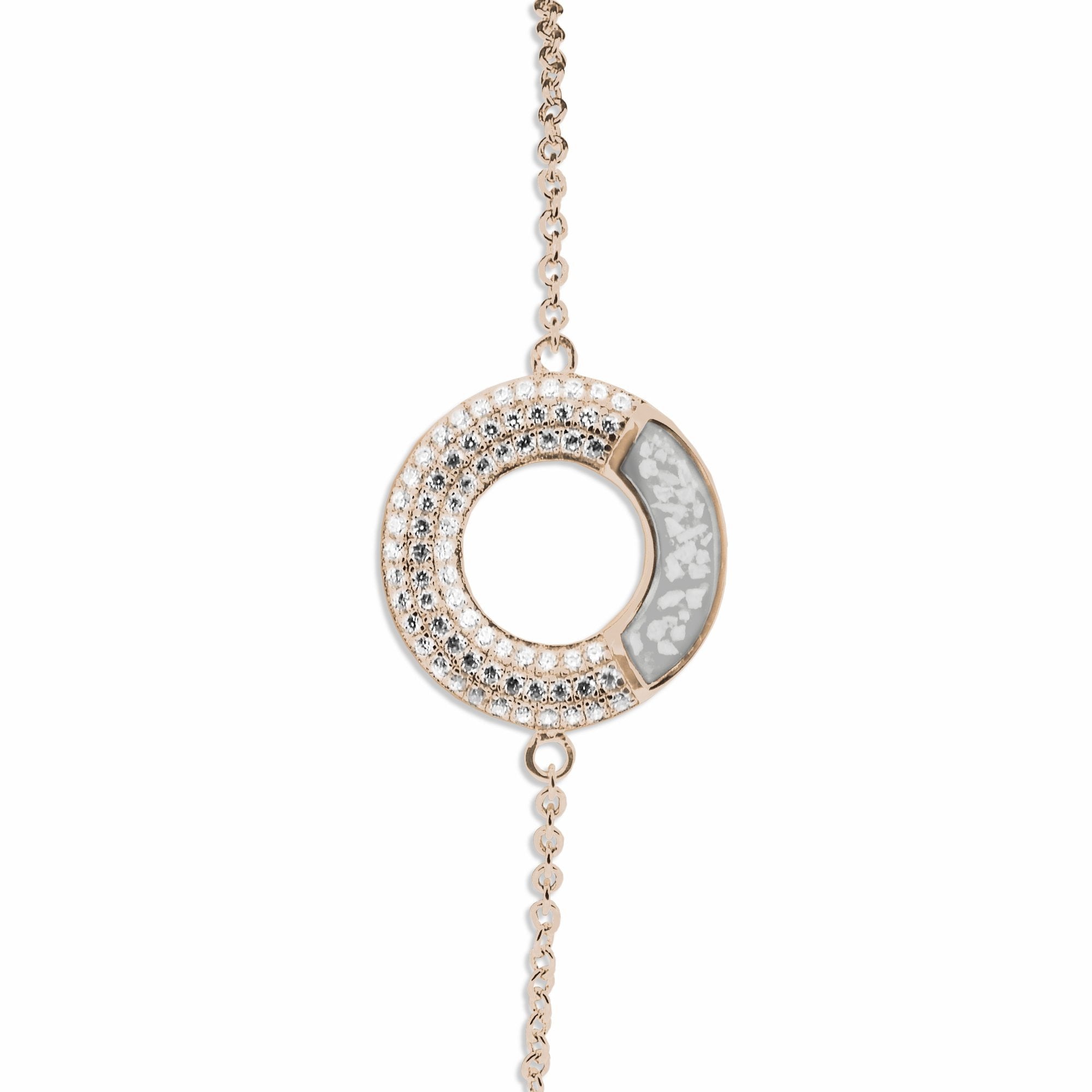 EverWith Ladies Eternal Memorial Ashes Bracelet with Fine Crystals 9k Rose Gold White