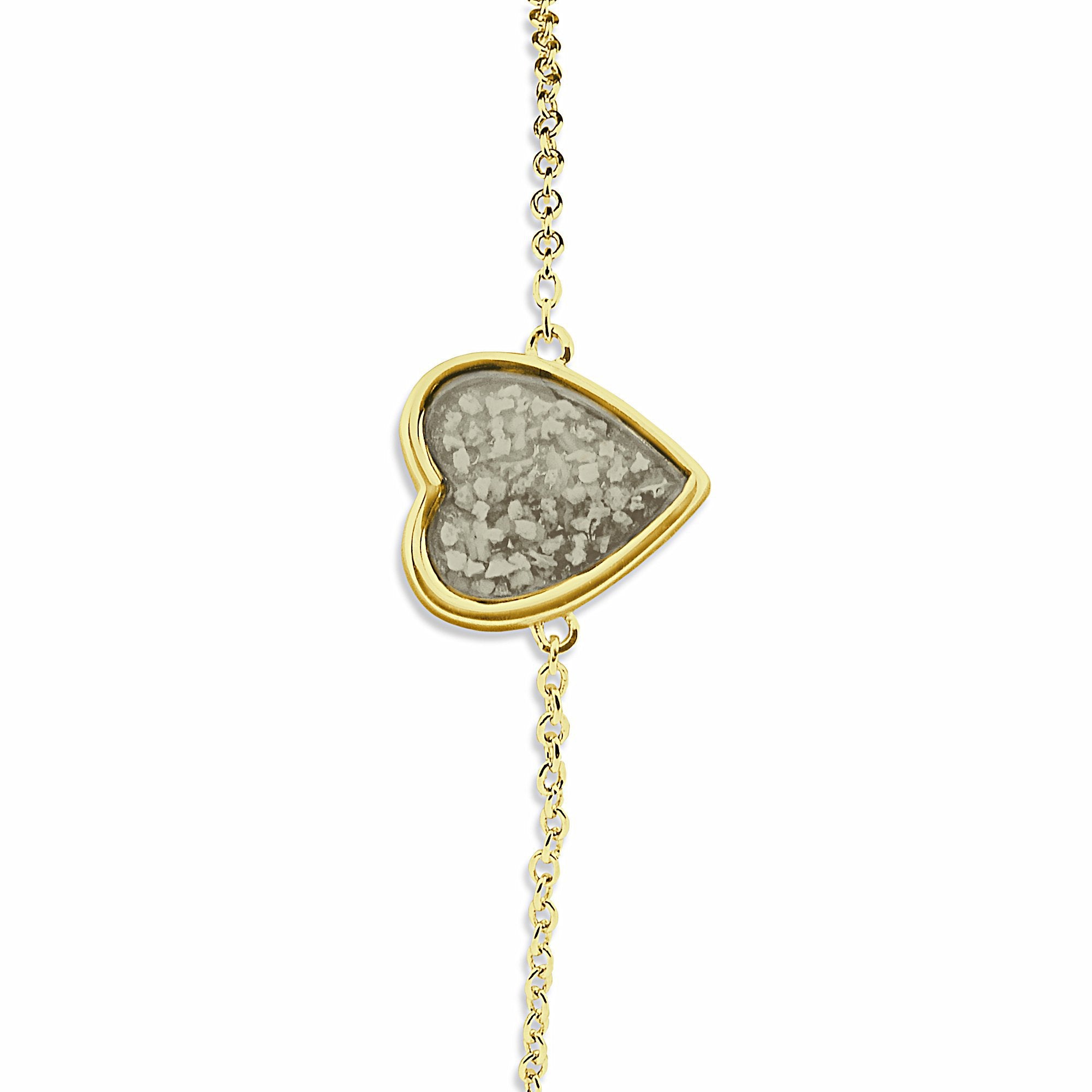 EverWith Ladies Heart Memorial Ashes Bracelet 9k Yellow Gold Transparent