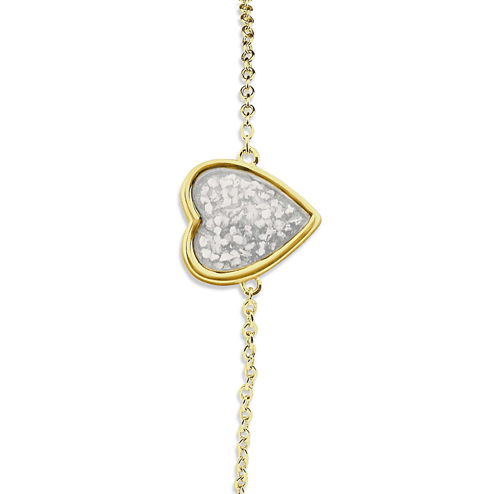 EverWith Ladies Heart Memorial Ashes Bracelet 9k Yellow Gold White