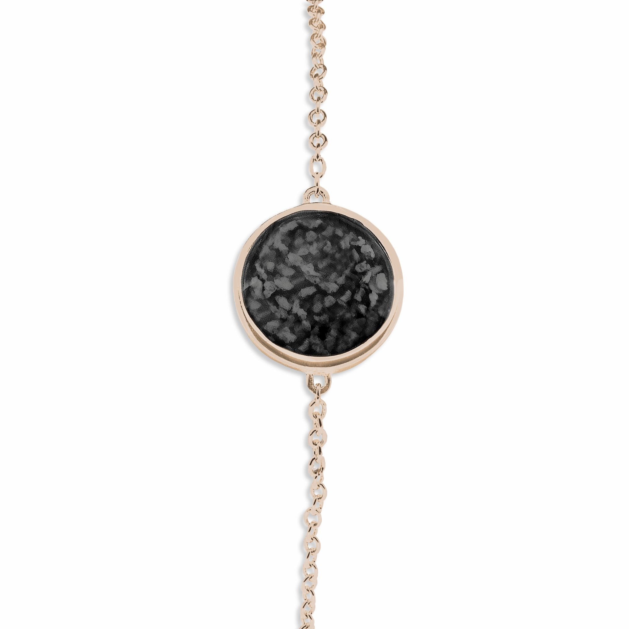 EverWith Ladies Classic Round Memorial Ashes Bracelet 9k Rose Gold Black
