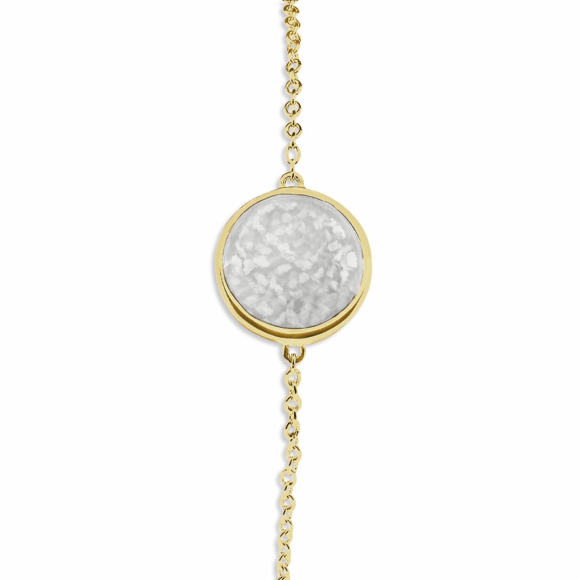 EverWith Ladies Classic Round Memorial Ashes Bracelet 9k Yellow Gold White