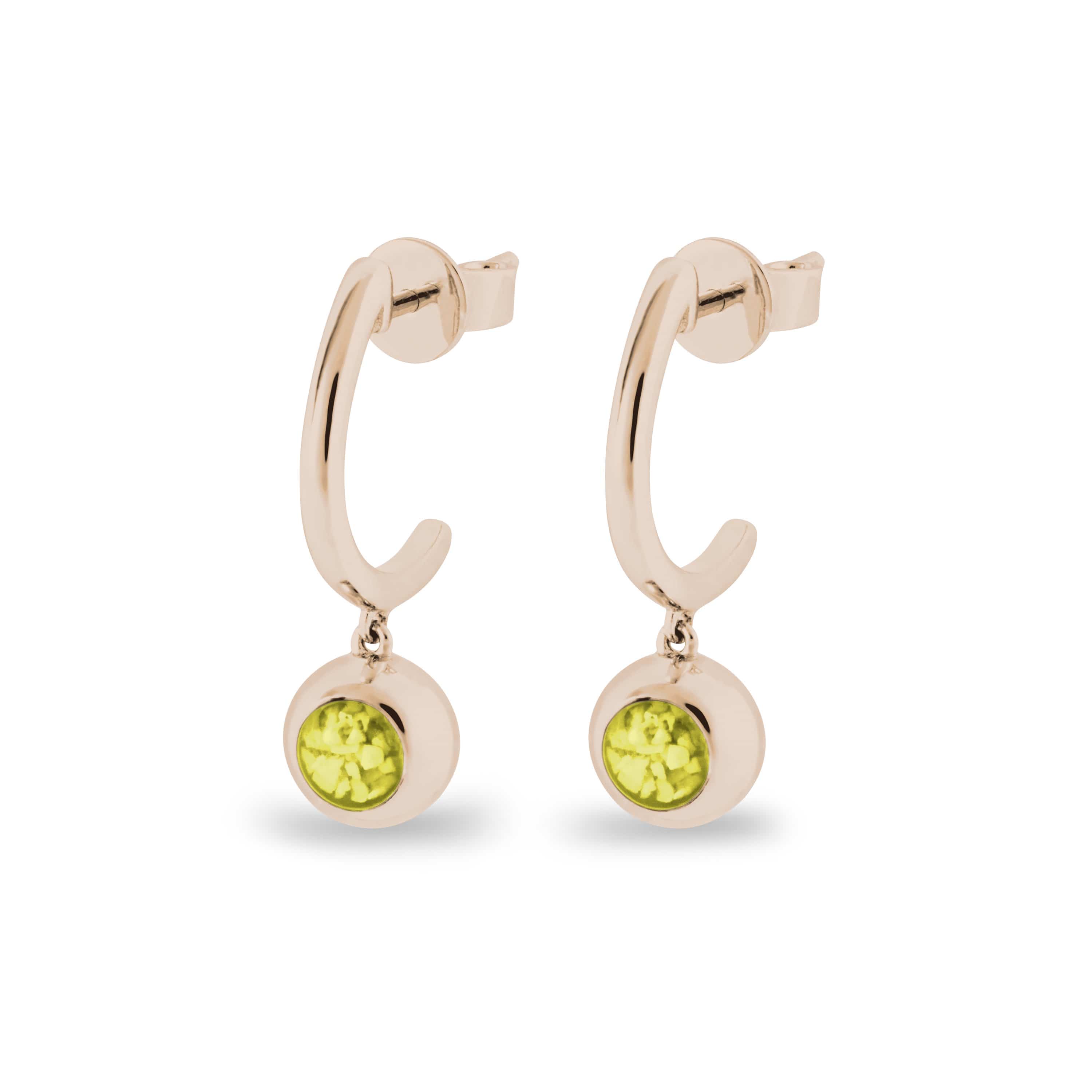 EverWith Ladies Rondure Crescent Memorial Ashes Earrings 9k Rose Gold Yellow