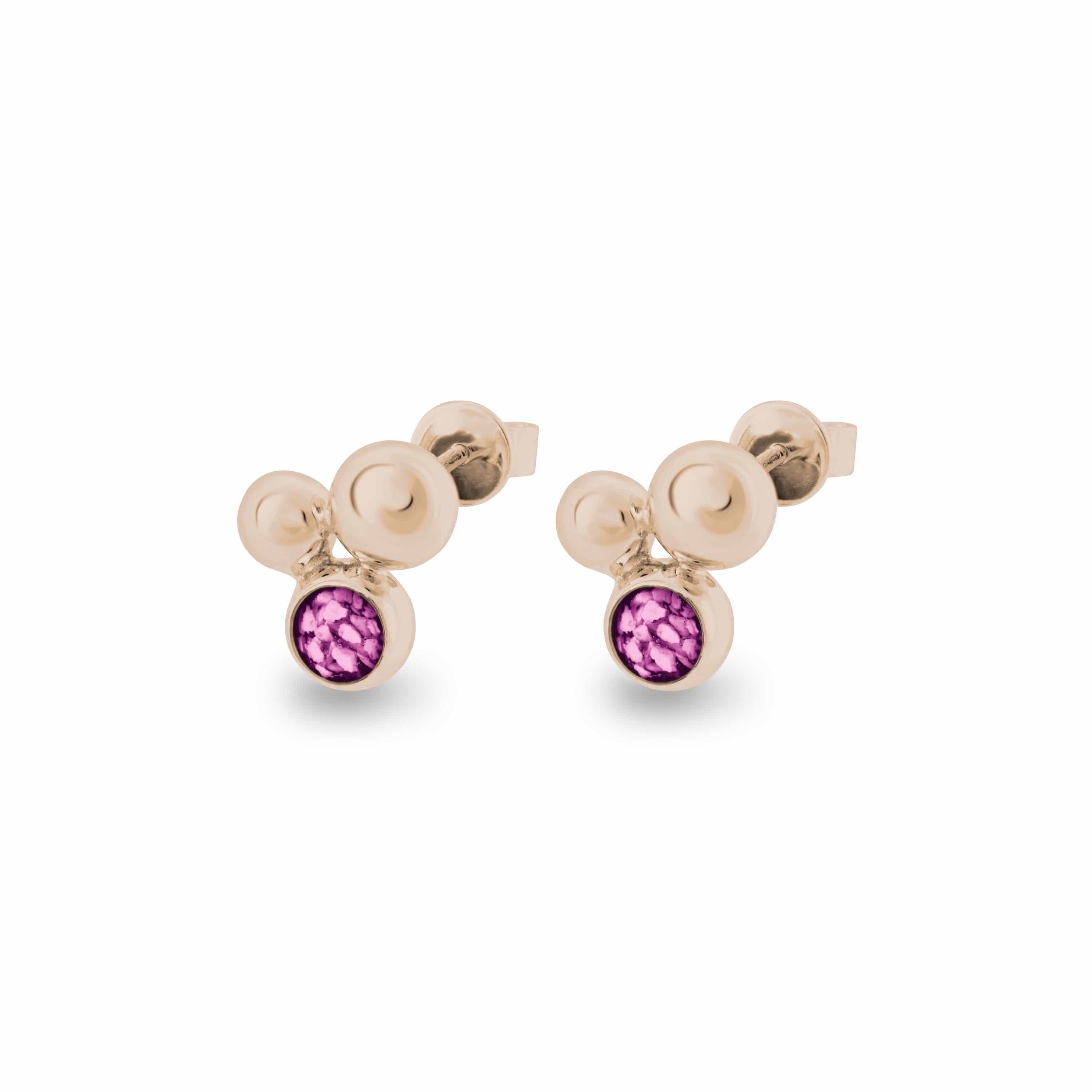 EverWith Ladies Rondure Array Memorial Ashes Earrings 9k Rose Gold Pink