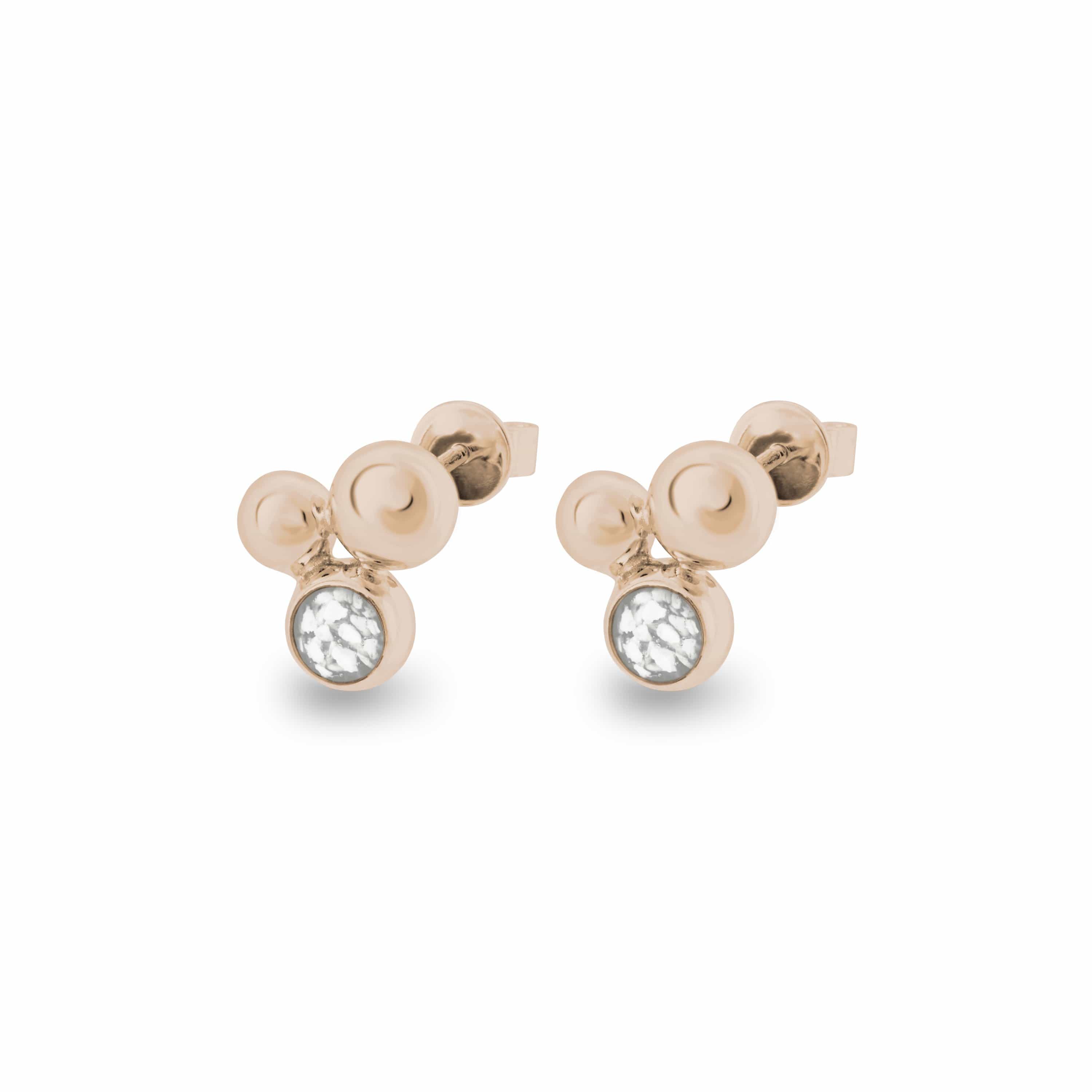 EverWith Ladies Rondure Array Memorial Ashes Earrings 9k Rose Gold White