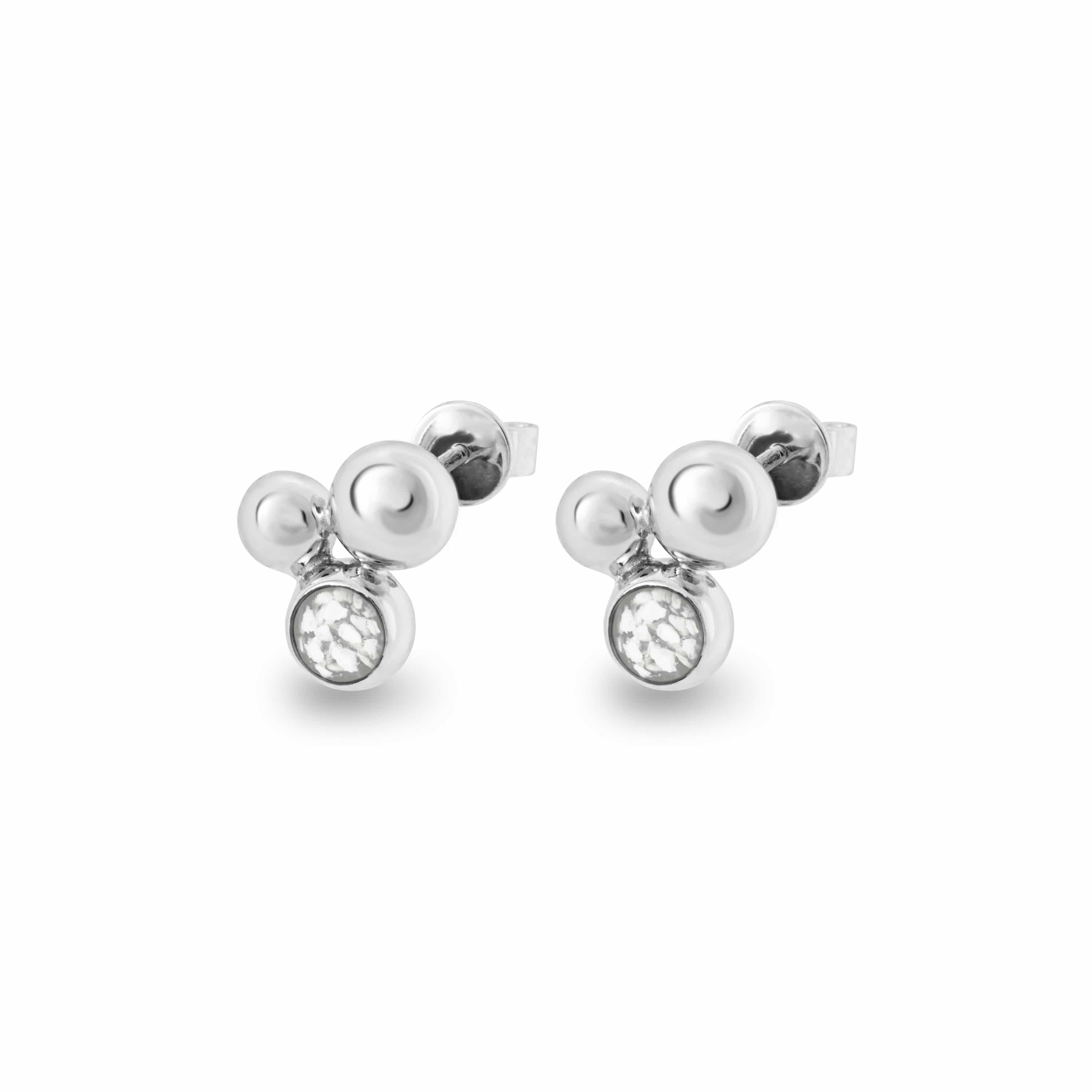 EverWith Ladies Rondure Array Memorial Ashes Earrings White
