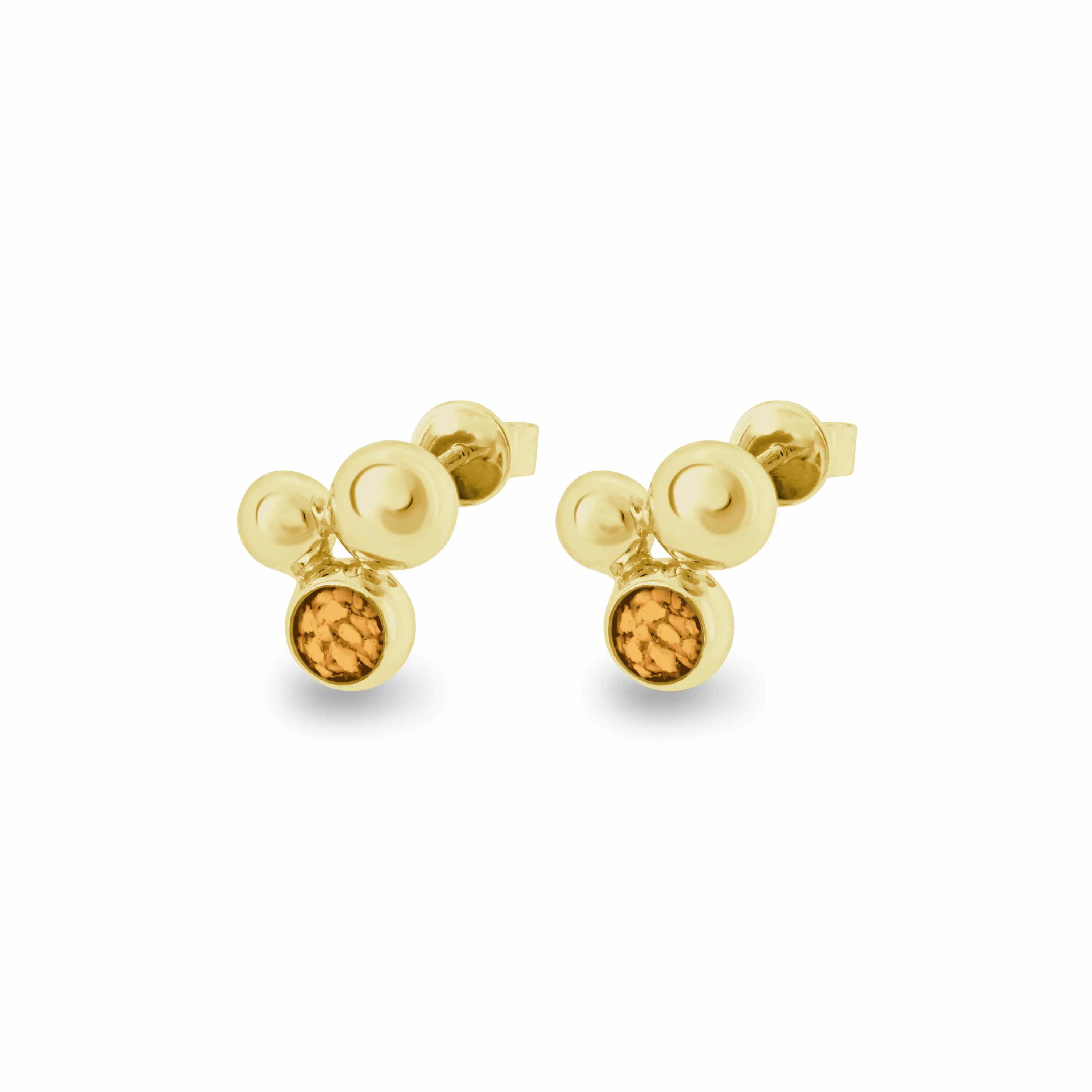 EverWith Ladies Rondure Array Memorial Ashes Earrings 9k Yellow Gold Orange