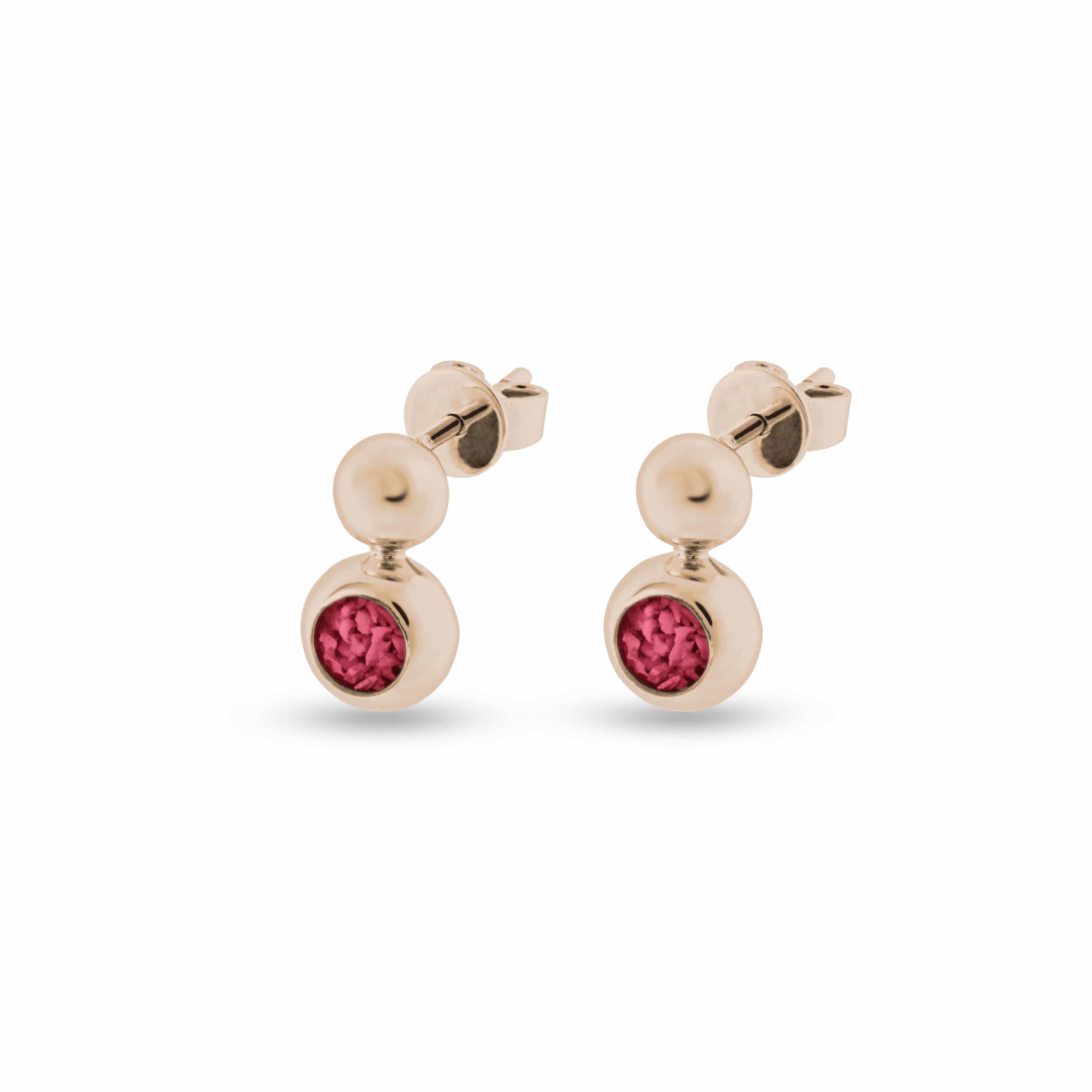 EverWith Ladies Rondure Drop Memorial Ashes Earrings 9k Rose Gold Red