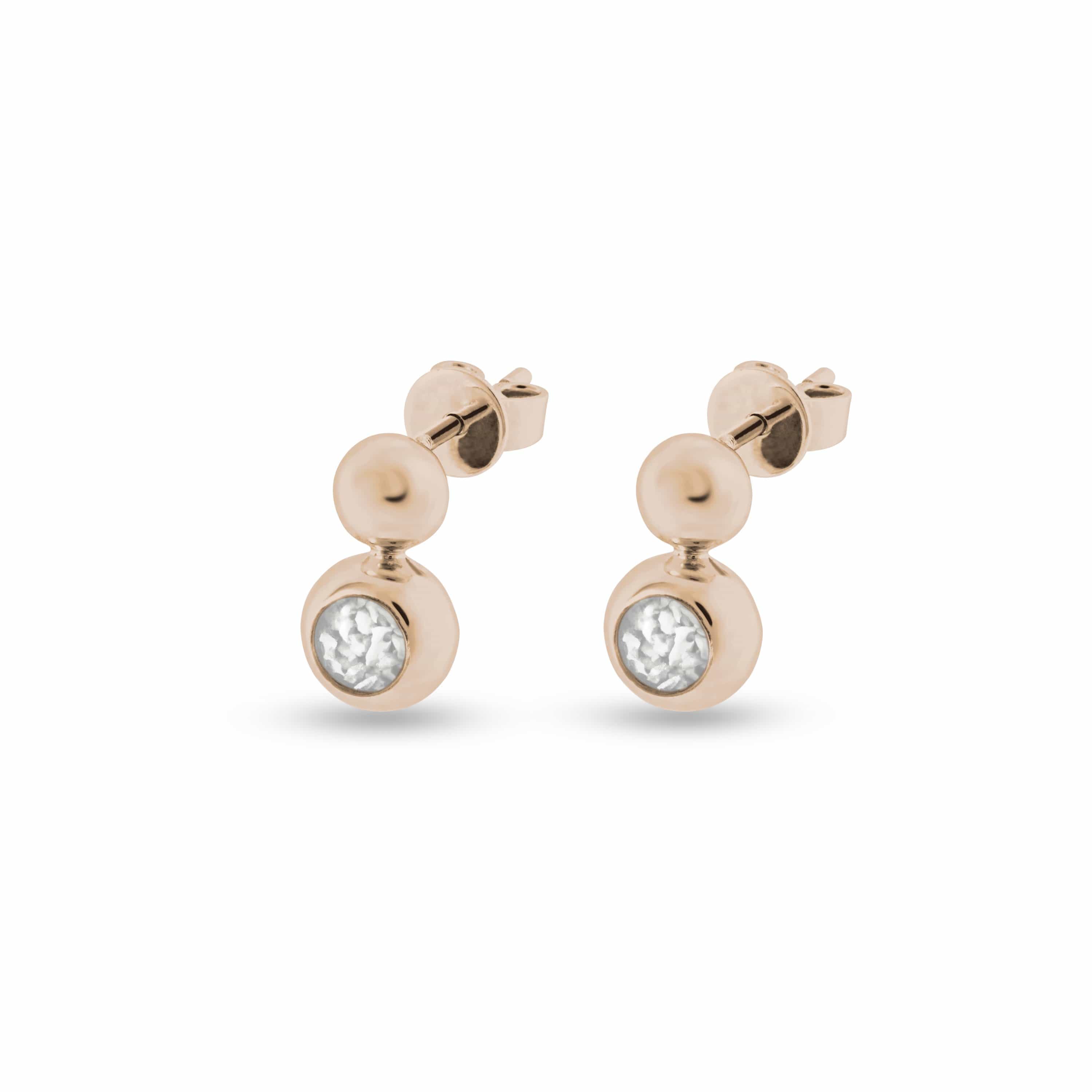 EverWith Ladies Rondure Drop Memorial Ashes Earrings 9k Rose Gold White