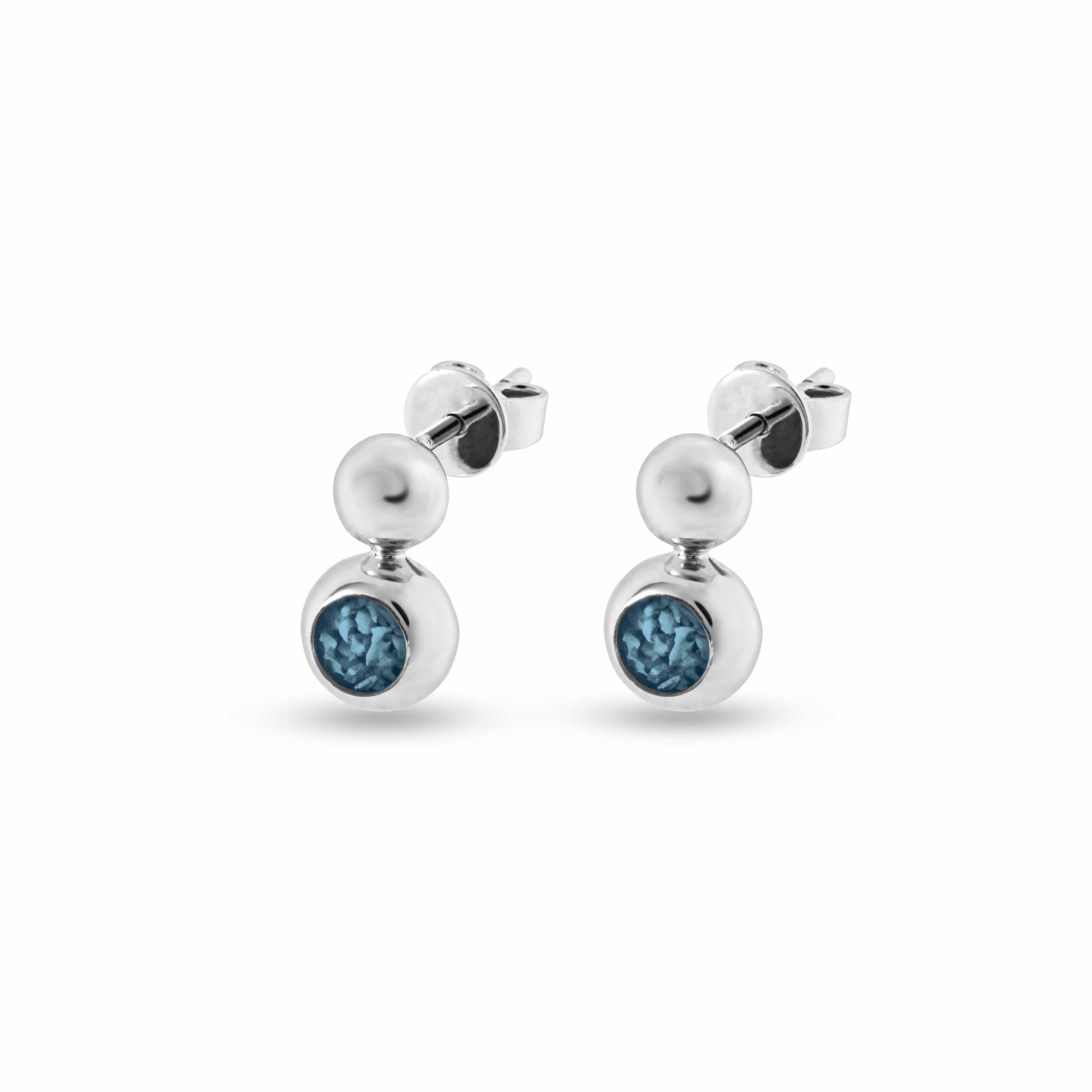 EverWith Ladies Rondure Drop Memorial Ashes Earrings Blue
