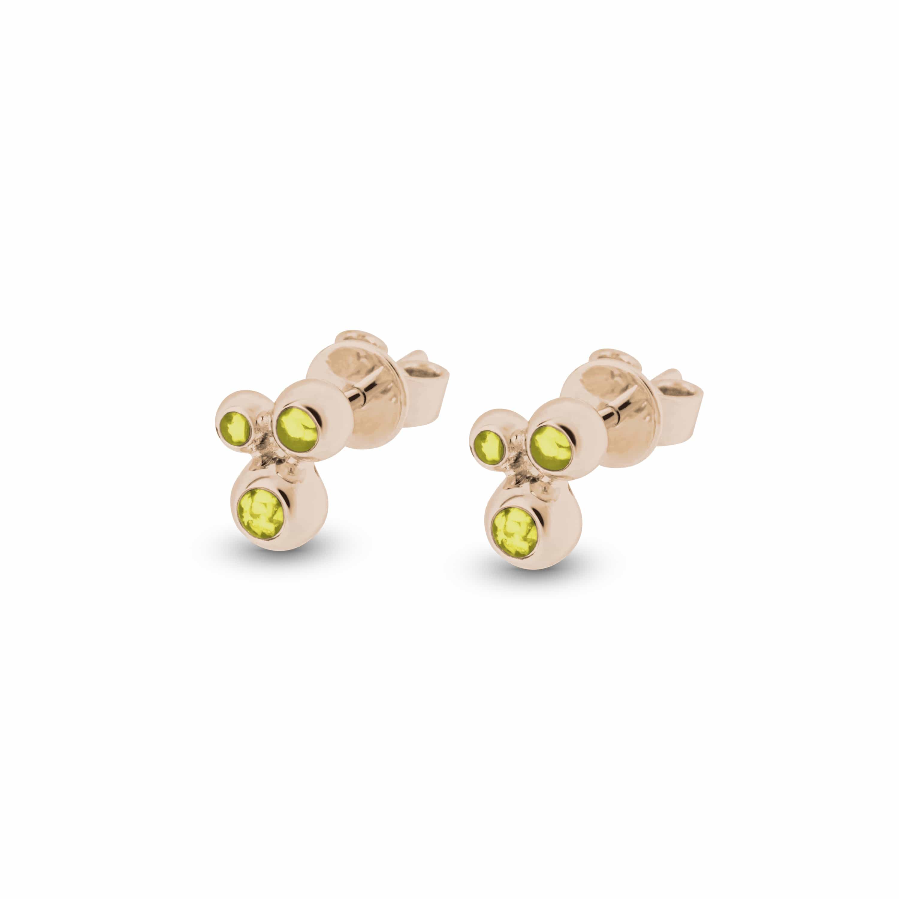 EverWith Ladies Rondure Array Triple Memorial Ashes Earrings 9k Rose Gold Yellow