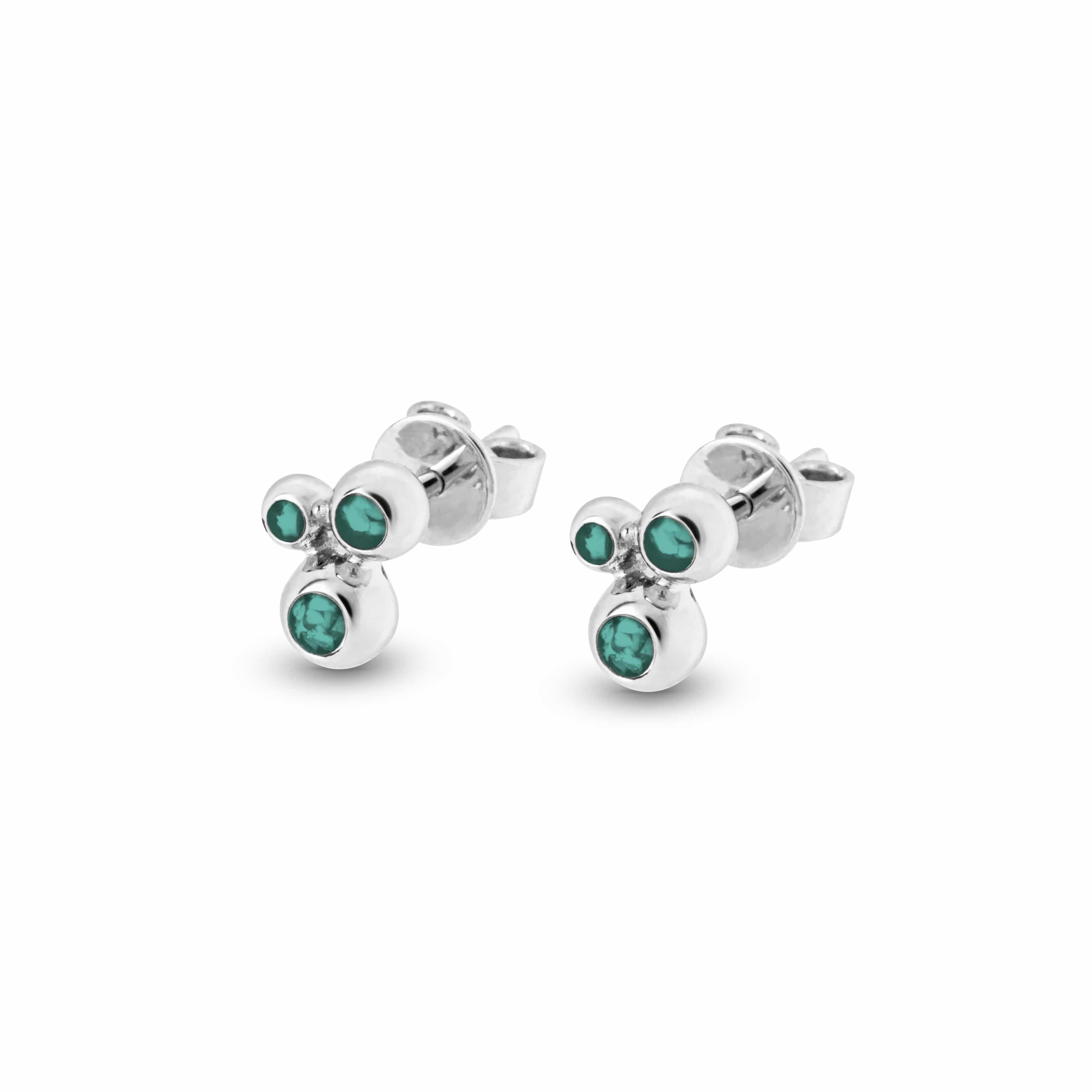 EverWith Ladies Rondure Array Triple Memorial Ashes Earrings Aqua