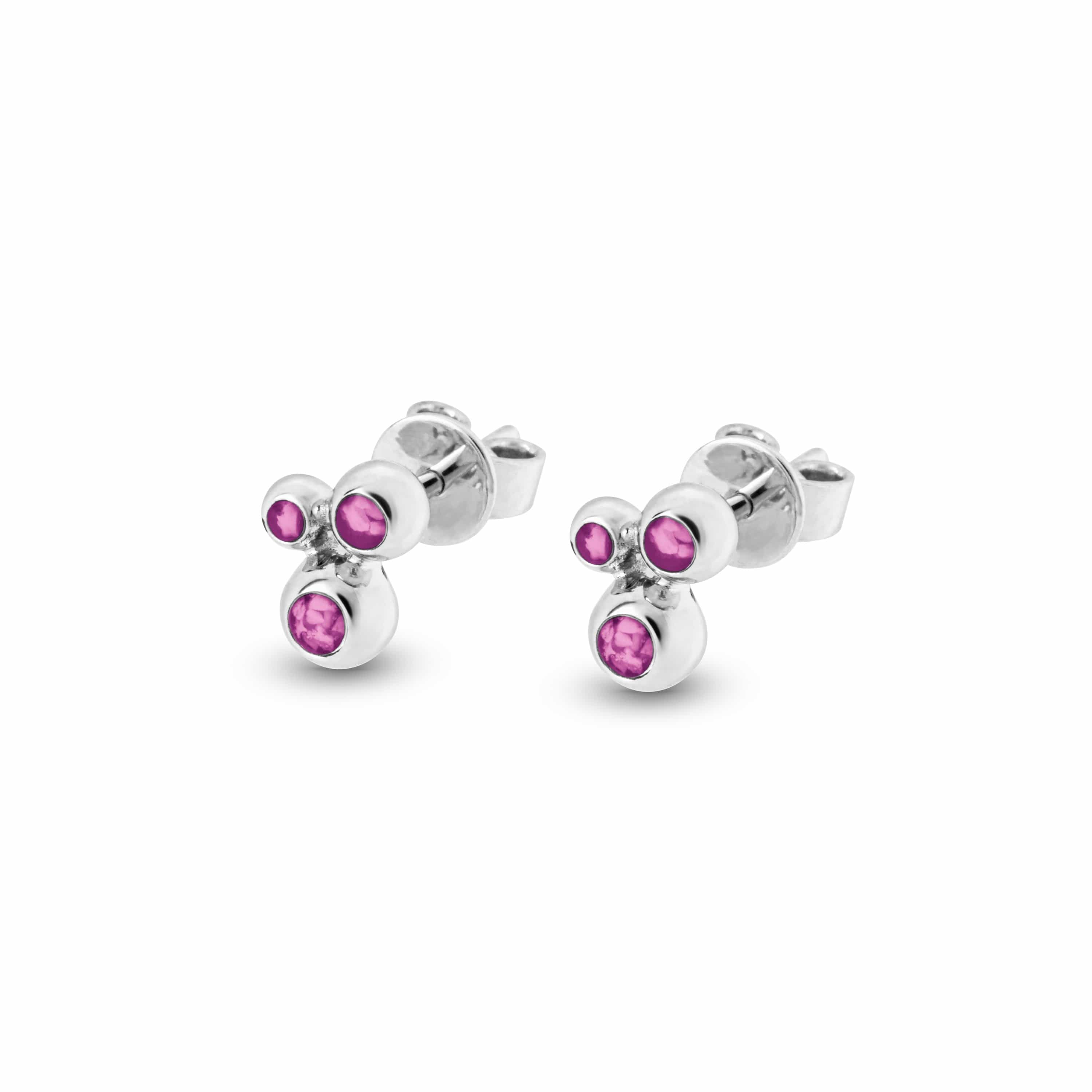 EverWith Ladies Rondure Array Triple Memorial Ashes Earrings Pink