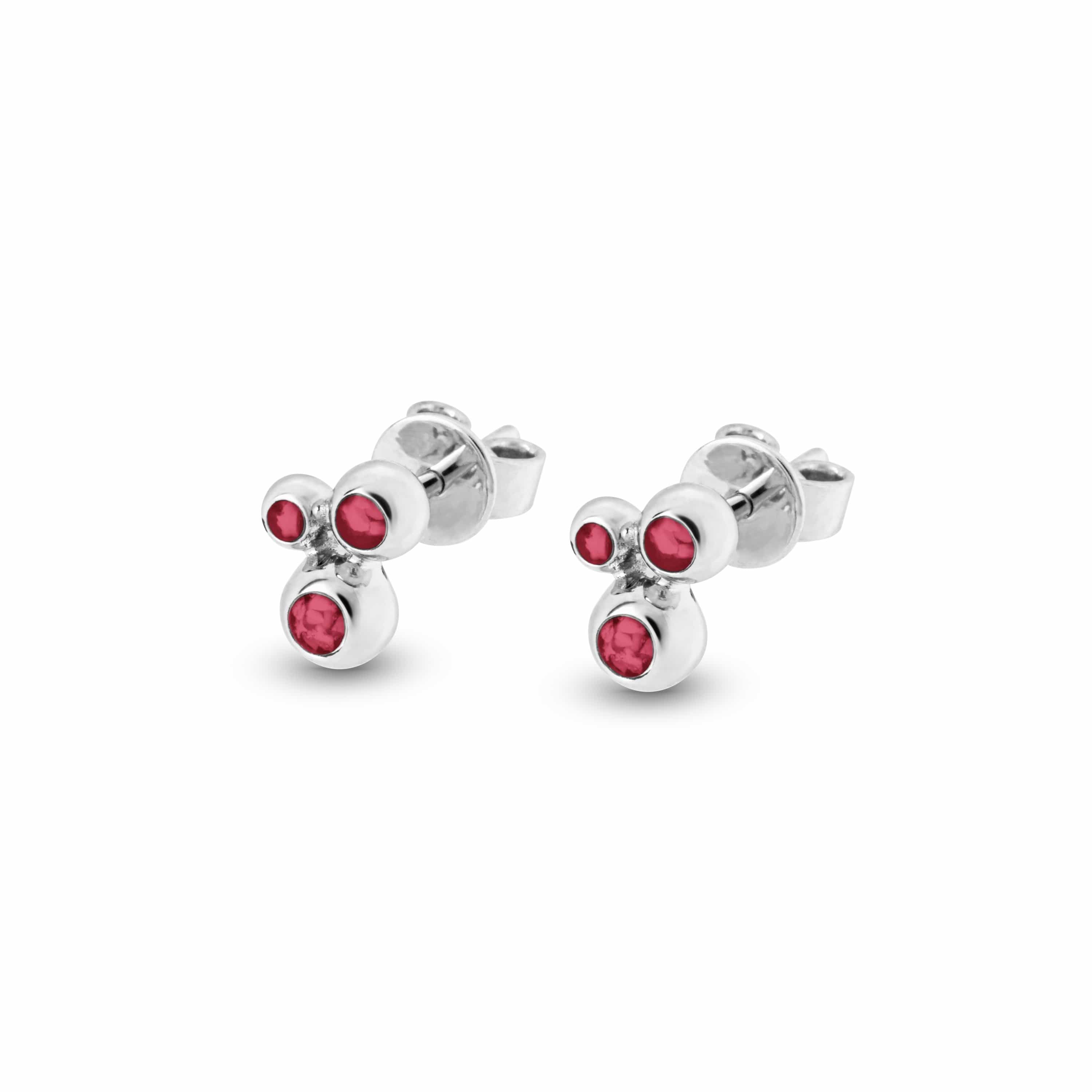 EverWith Ladies Rondure Array Triple Memorial Ashes Earrings Red