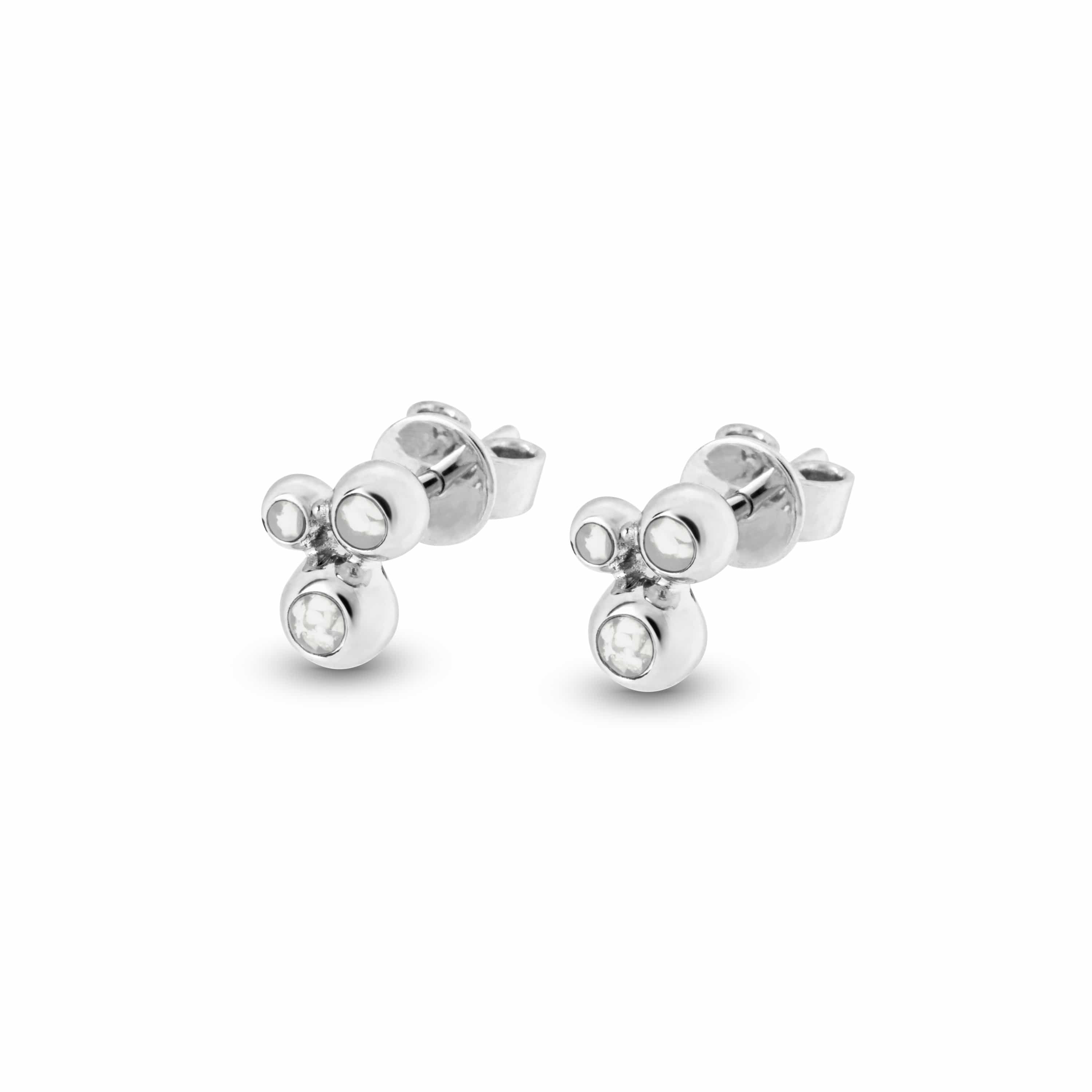 EverWith Ladies Rondure Array Triple Memorial Ashes Earrings White