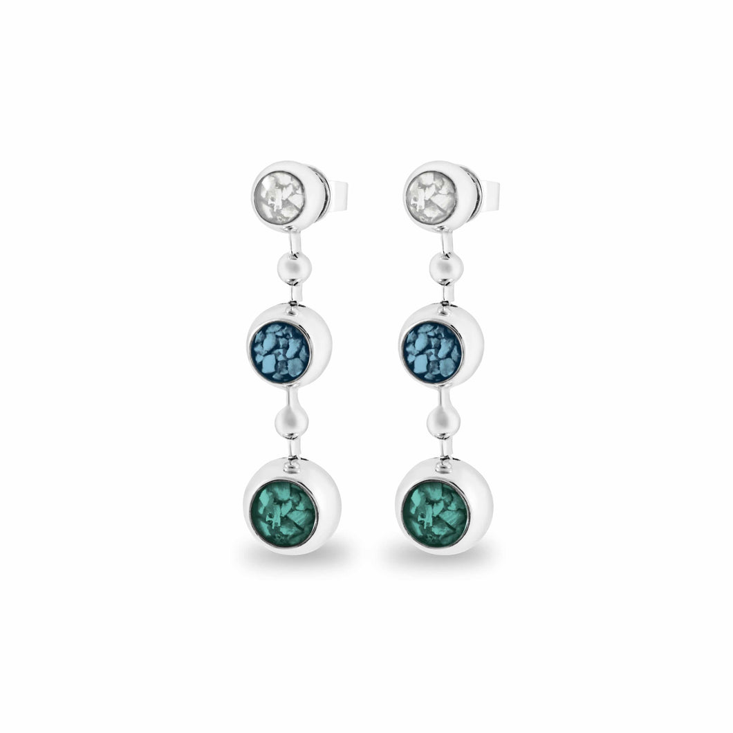 EverWith Ladies Rondure Array Triple Drop Memorial Ashes Earrings