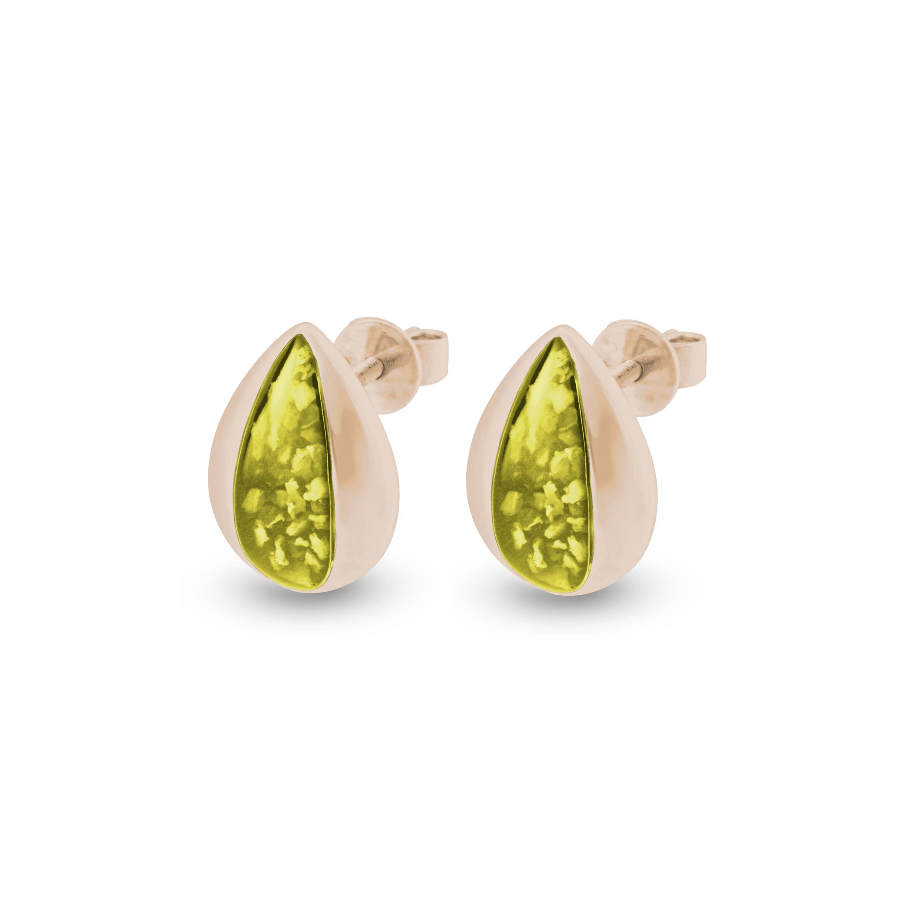 EverWith Ladies Rondure Teardrop Memorial Ashes Earrings 9k Rose Gold Yellow