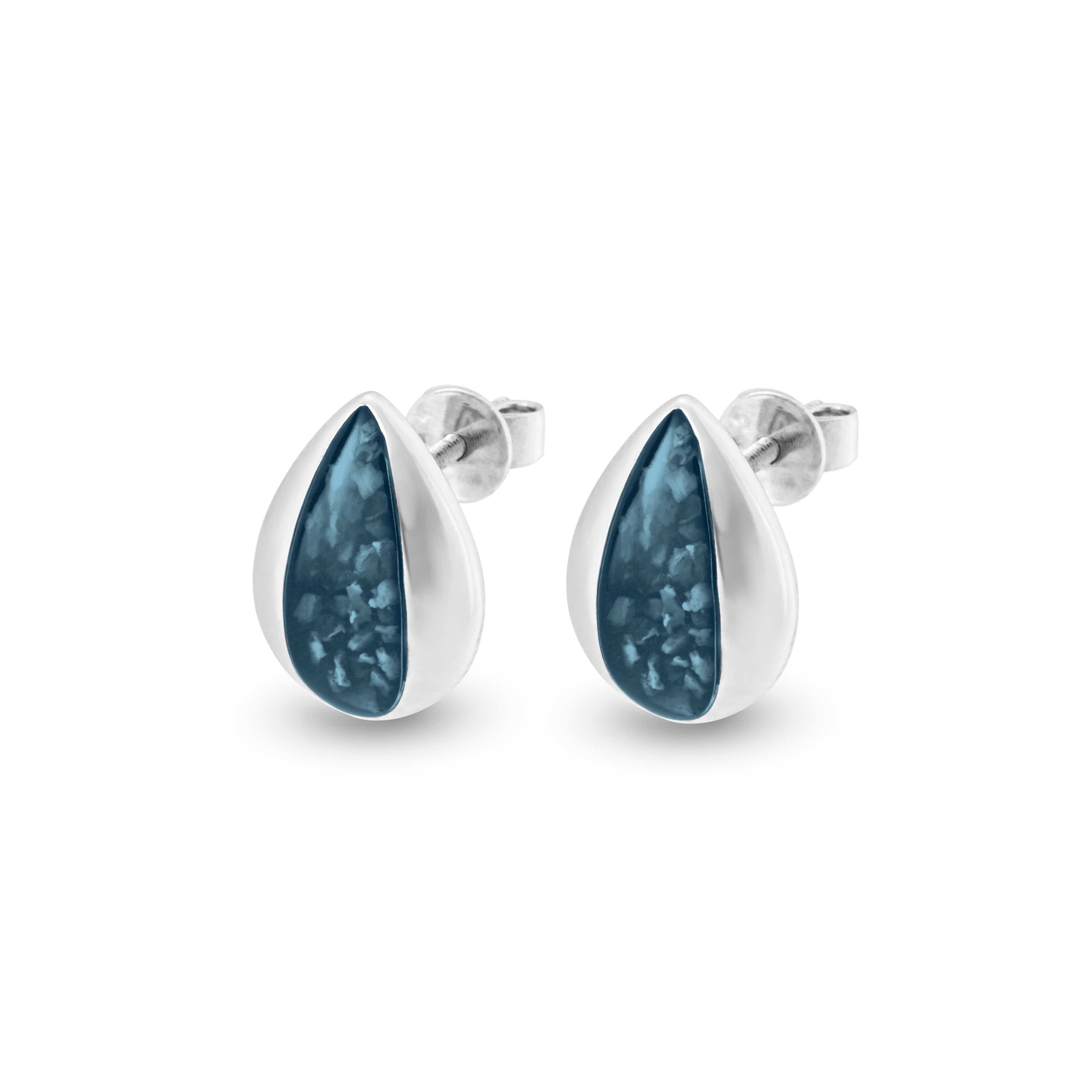 EverWith Ladies Rondure Teardrop Memorial Ashes Earrings Blue