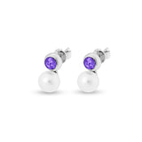 EverWith Ladies Rondure Pearl Memorial Ashes Earrings Purple
