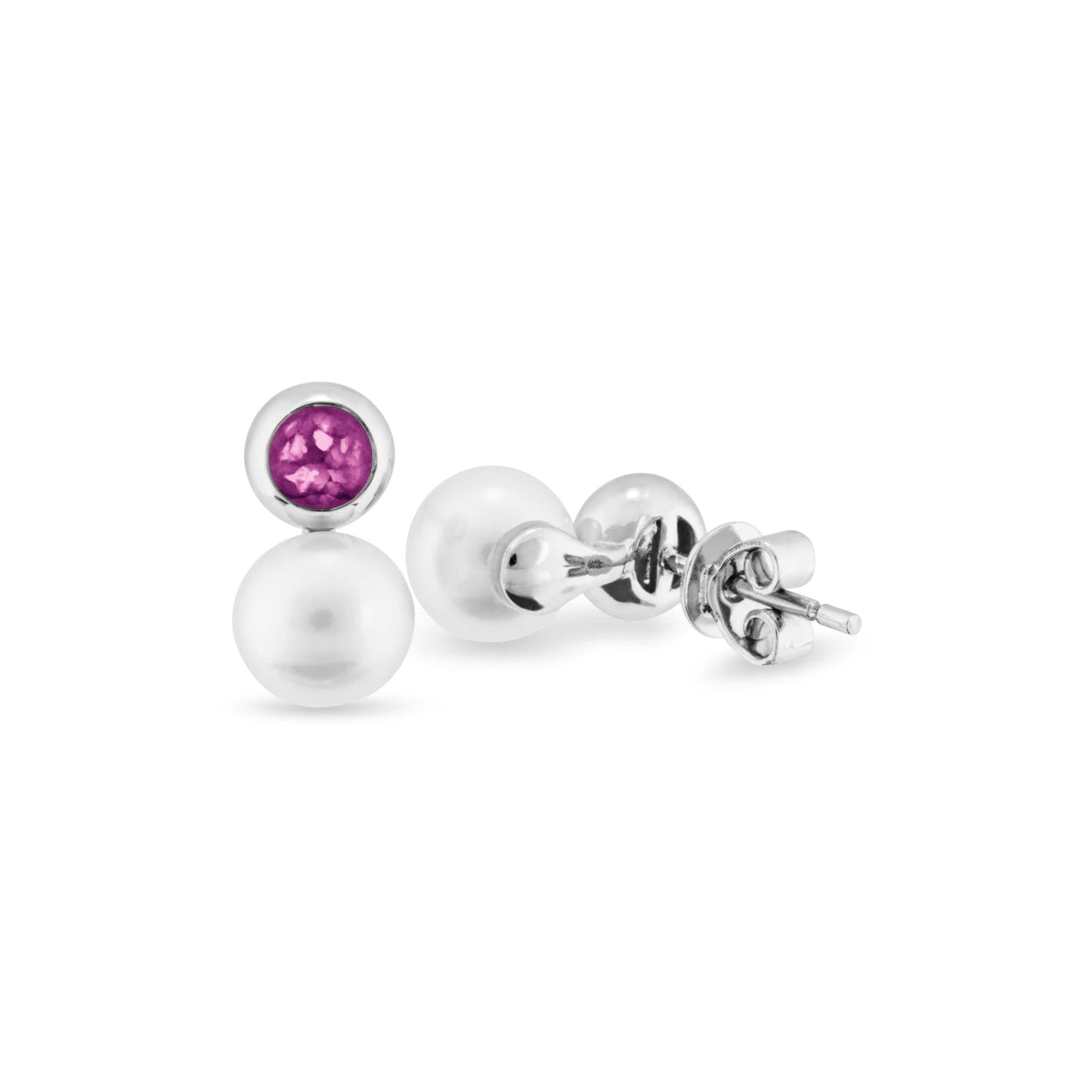 Load image into Gallery viewer, EverWith Ladies Rondure Pearl Memorial Ashes Earrings