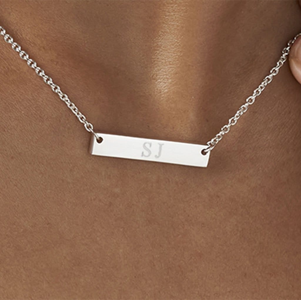 Load image into Gallery viewer, EverWith Engraved Horizontal Bar Standard Engraving Memorial Necklace