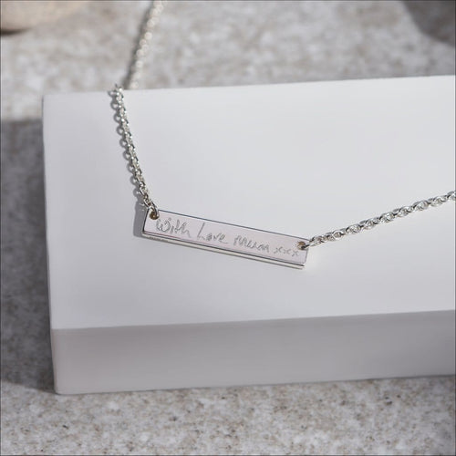 EverWith Engraved Horizontal Bar Handwriting Memorial Necklace