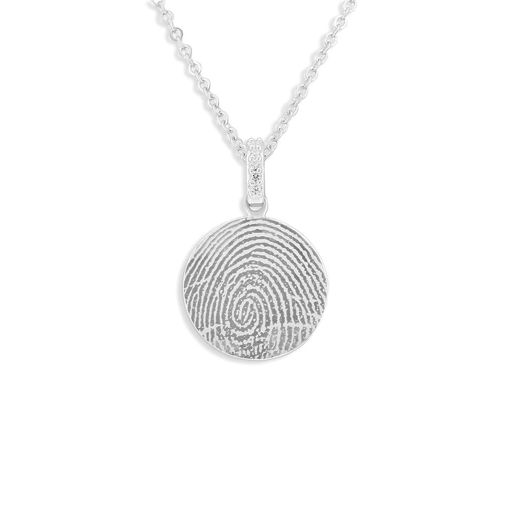 Load image into Gallery viewer, EverWith Engraved Round Memorial Fingerprint Pendant with Fine Crystals