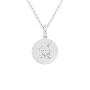 EverWith Engraved Round Memorial Drawing Pendant with Fine Crystals