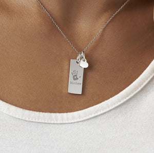 EverWith Engraved Tag with Heart Handprint or Footprint Memorial Pendants