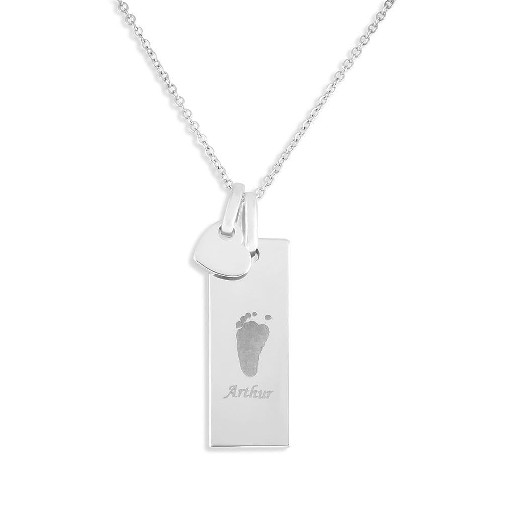 EverWith Engraved Tag with Heart Handprint or Footprint Memorial Pendants