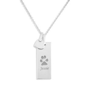 EverWith Engraved Tag with Heart Pawprint Memorial Pendants