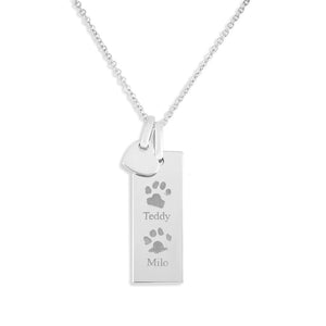 EverWith Engraved Tag with Heart Pawprint Memorial Pendants