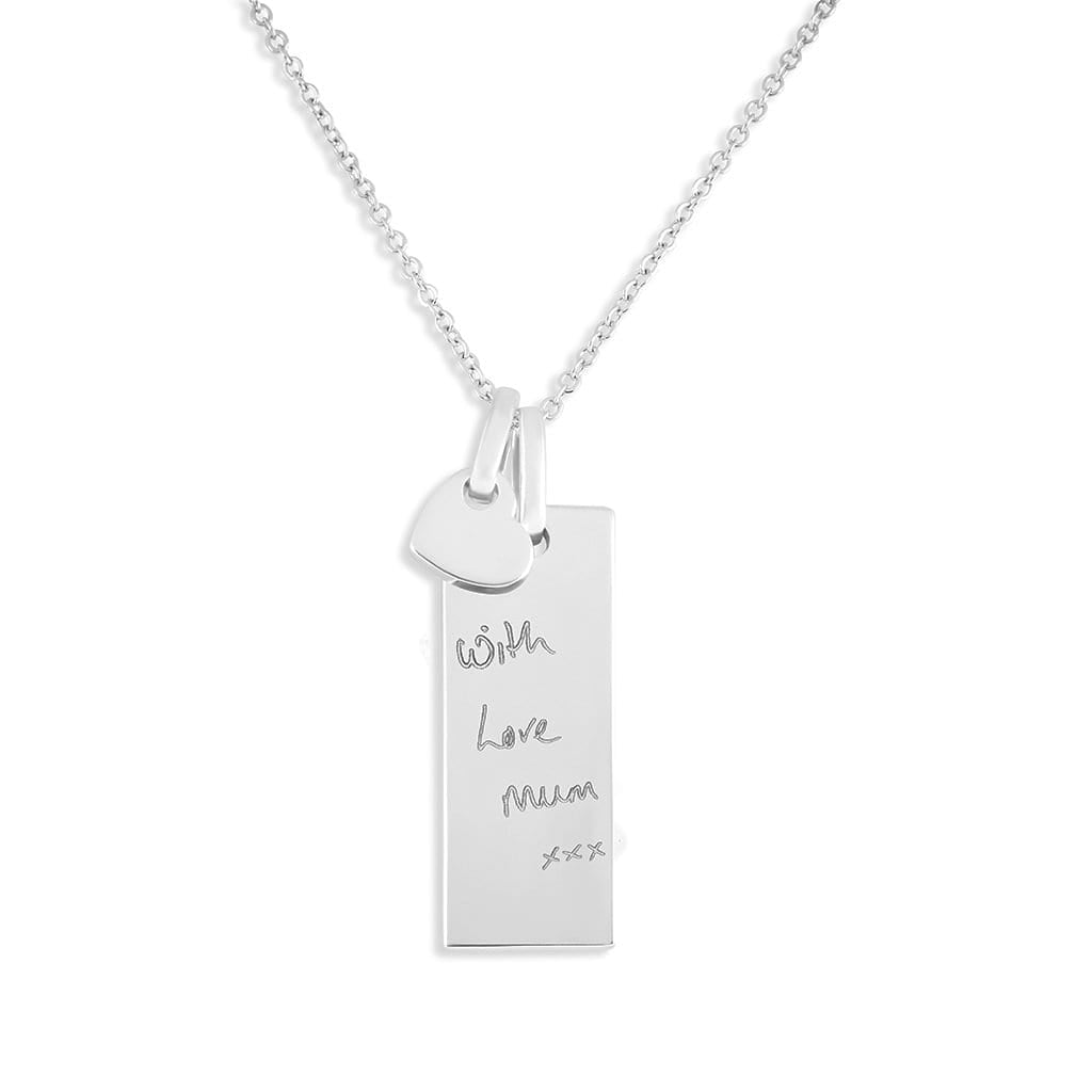 Load image into Gallery viewer, EverWith Engraved Tag with Heart Handwriting Memorial Pendants