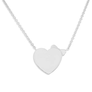 EverWith Engraved Heart and Bow Handwriting Memorial Necklace with Fine Crystal