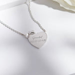 EverWith Engraved Heart and Bow Standard Engraving Memorial Necklace with Fine Crystal