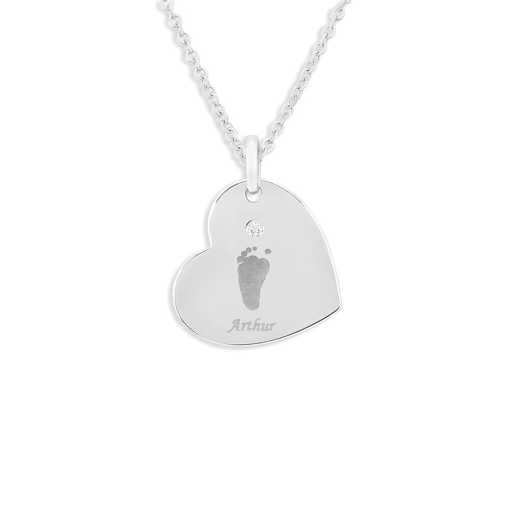 Load image into Gallery viewer, EverWith Engraved Heart Handprint or Footprint Memorial Pendant with Fine Crystal