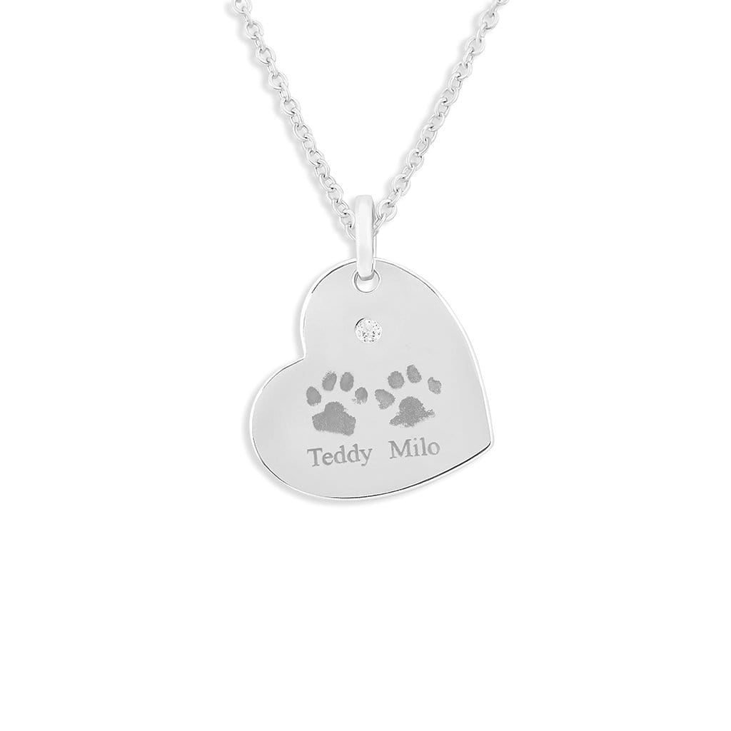 Load image into Gallery viewer, EverWith Engraved Heart Pawprint Memorial Pendant with Fine Crystal