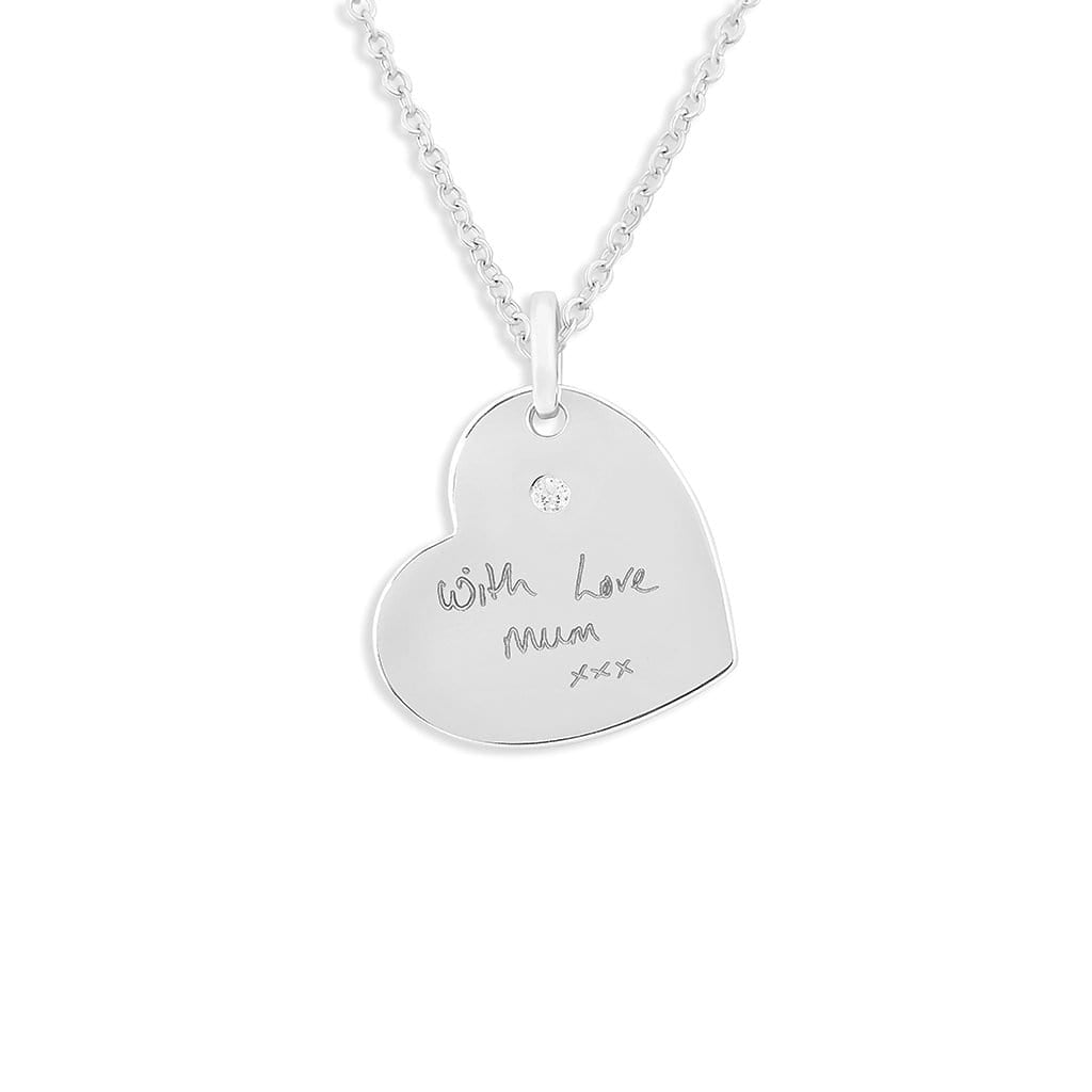 Load image into Gallery viewer, EverWith Engraved Heart Handwriting Memorial Pendant with Fine Crystal