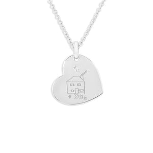 EverWith Engraved Heart Drawings Memorial Pendant with Fine Crystal